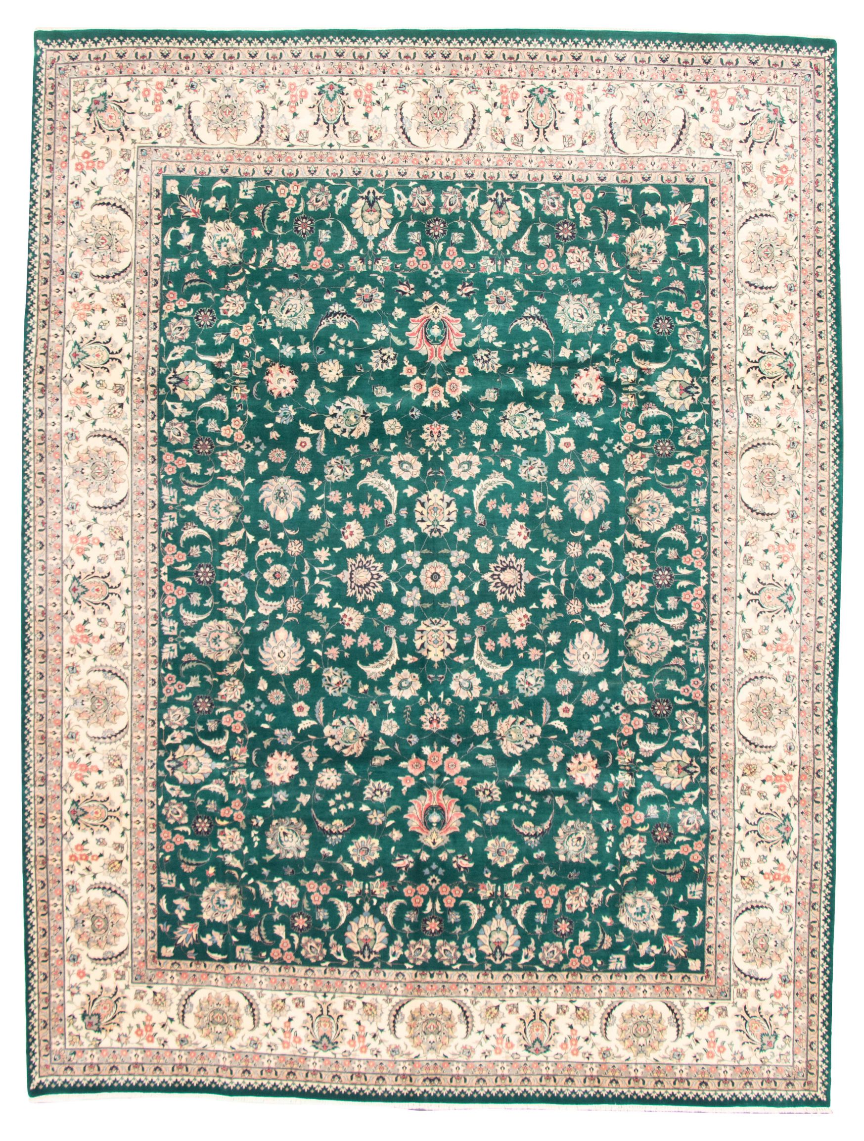 Hand-knotted Pako Persian 18/20 Teal Wool Rug 9'3" x 12'1"  Size: 9'3" x 12'1"  