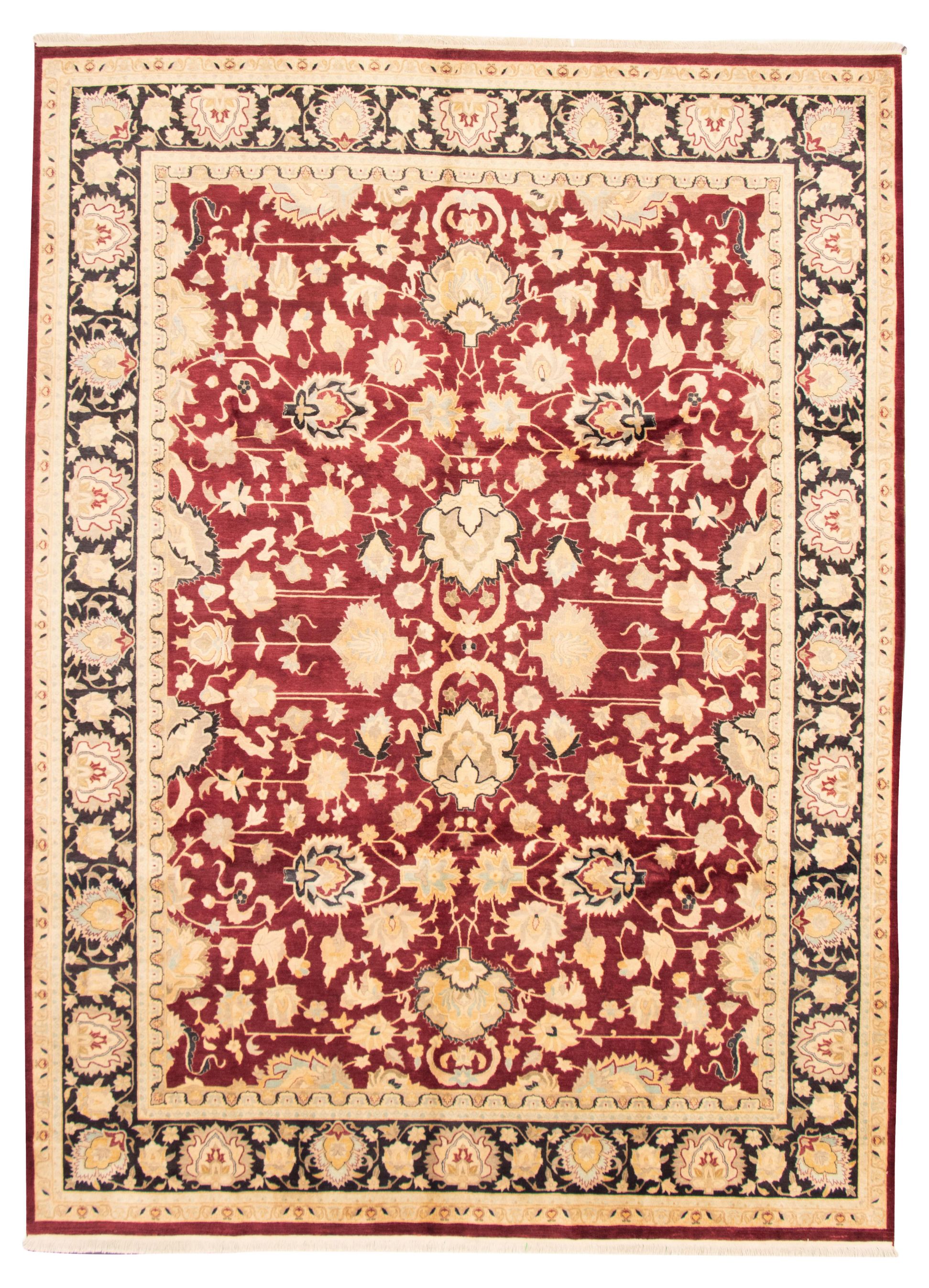 Hand-knotted Pako Persian 18/20 Dark Red Wool Rug 9'1" x 12'3" Size: 9'1" x 12'3"  