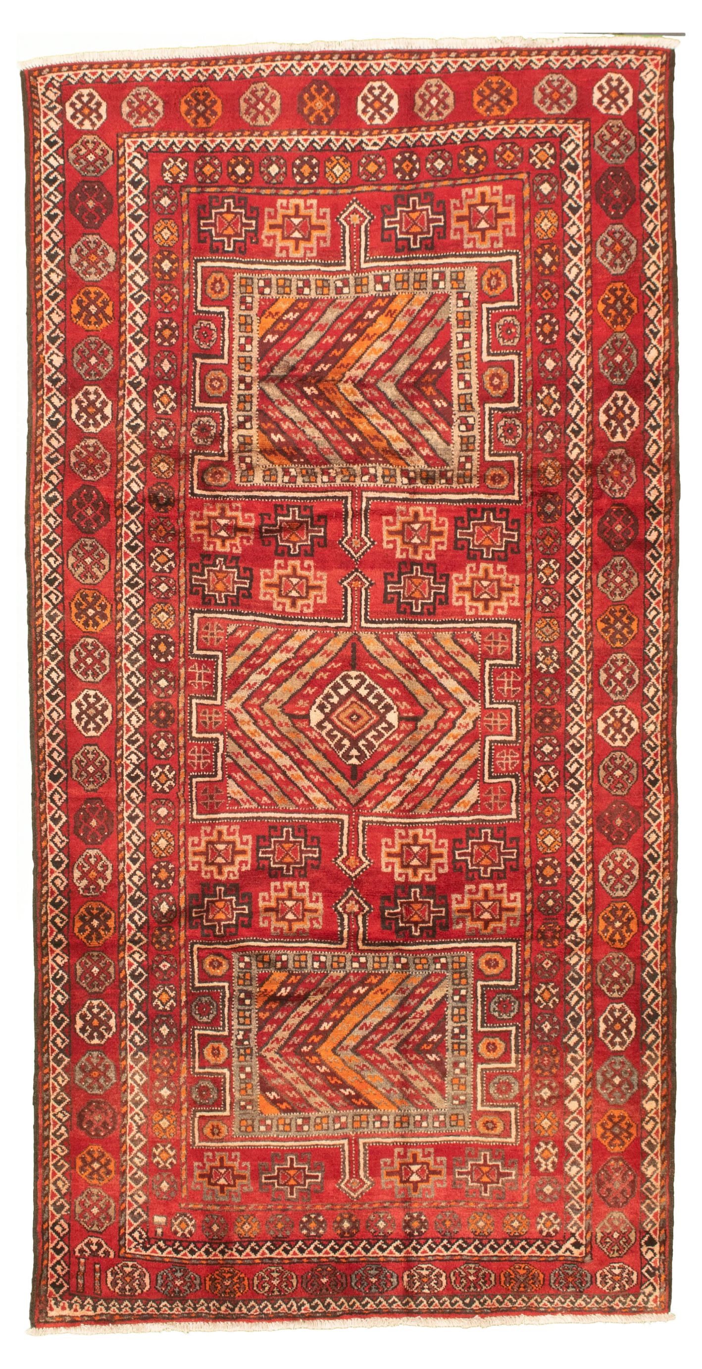 Hand-knotted Authentic Turkish Red Wool Rug 4'9" x 9'6"  Size: 4'9" x 9'6"  