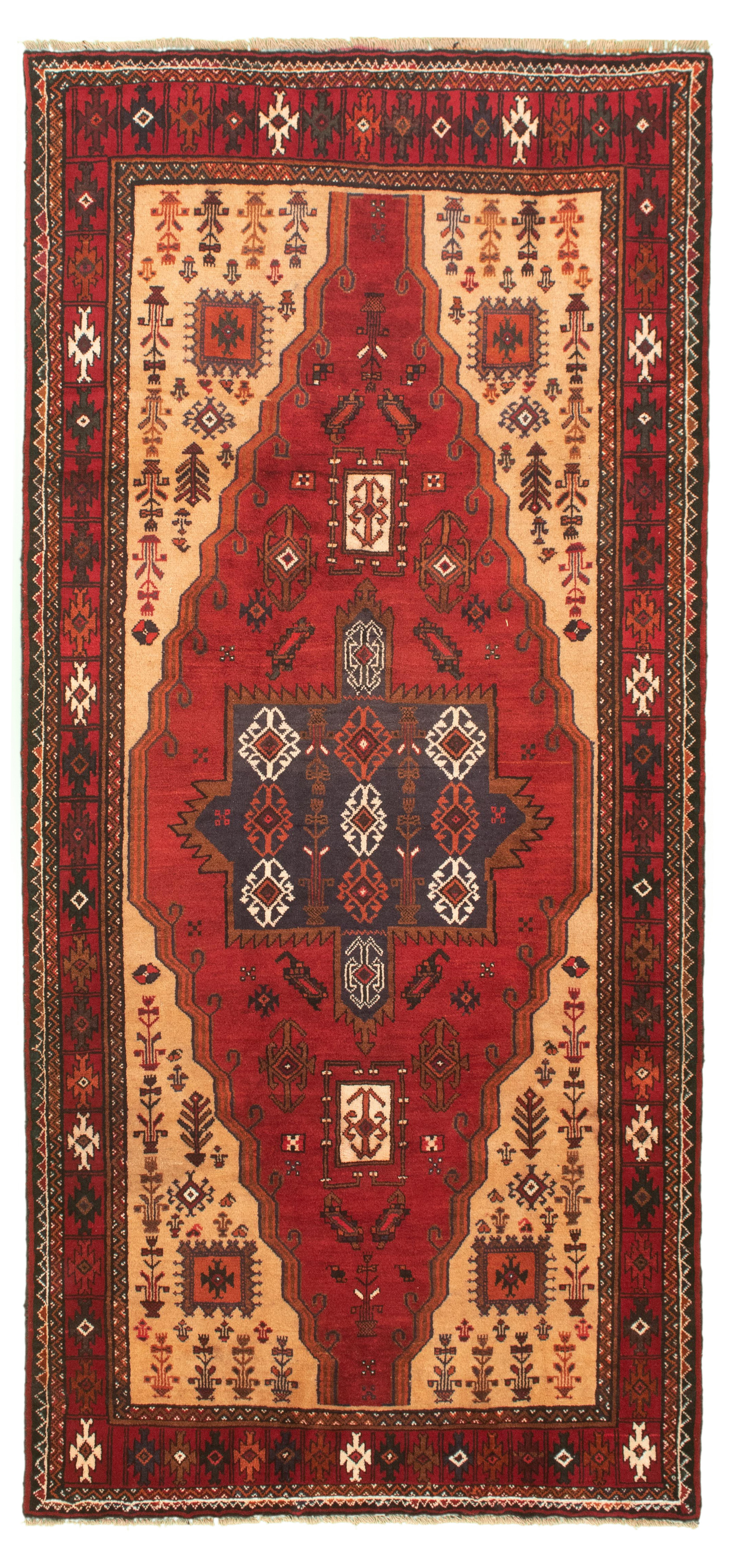 Hand-knotted Authentic Turkish Red Wool Rug 4'6" x 9'8" Size: 4'6" x 9'8"  