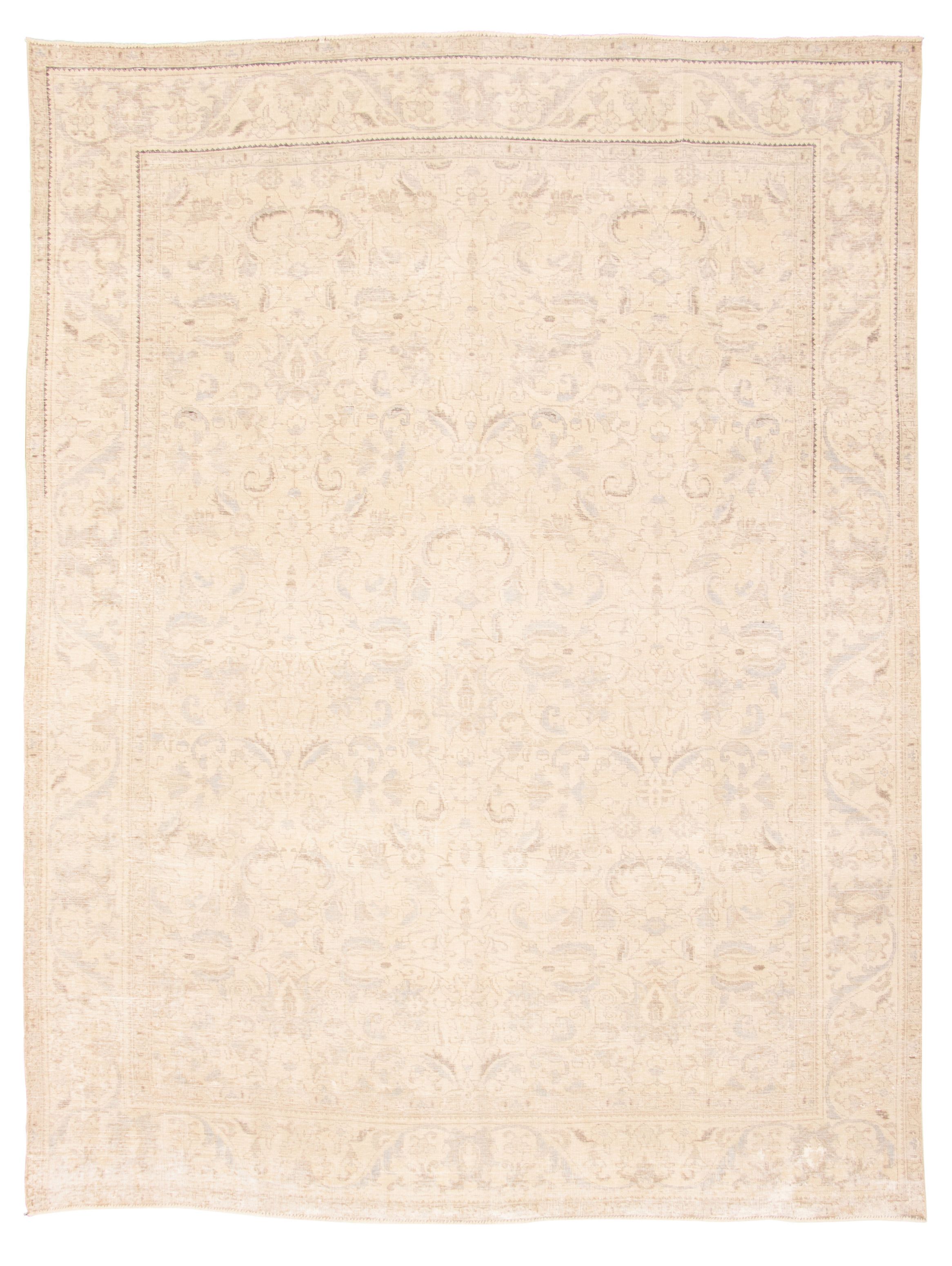 Hand-knotted Antalya Vintage Light Khaki Wool Rug 9'2" x 12'7" Size: 9'2" x 12'7"  