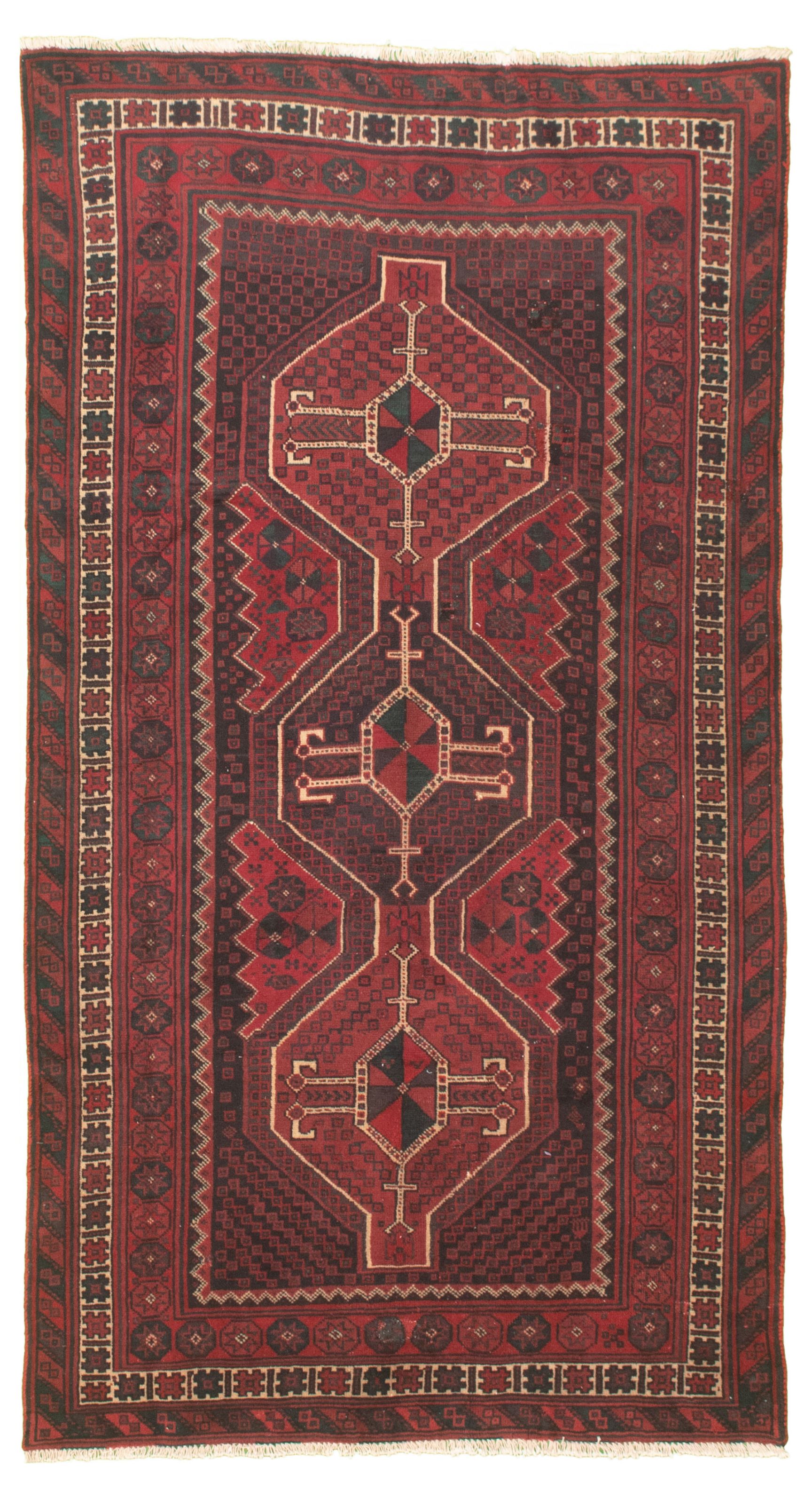Hand-knotted Authentic Turkish Red Wool Rug 3'10" x 7'3" Size: 3'10" x 7'3"  