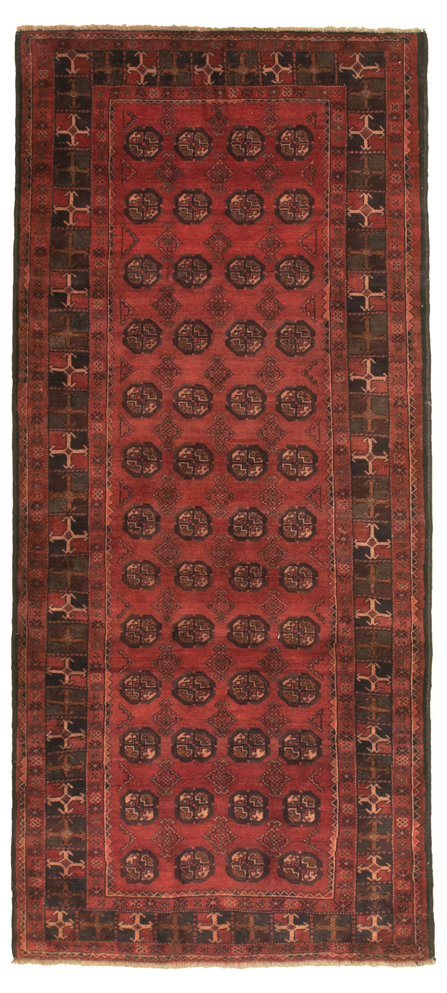 Hand-knotted Authentic Turkish Red Wool Rug 4'1" x 9'2" Size: 4'1" x 9'2"  