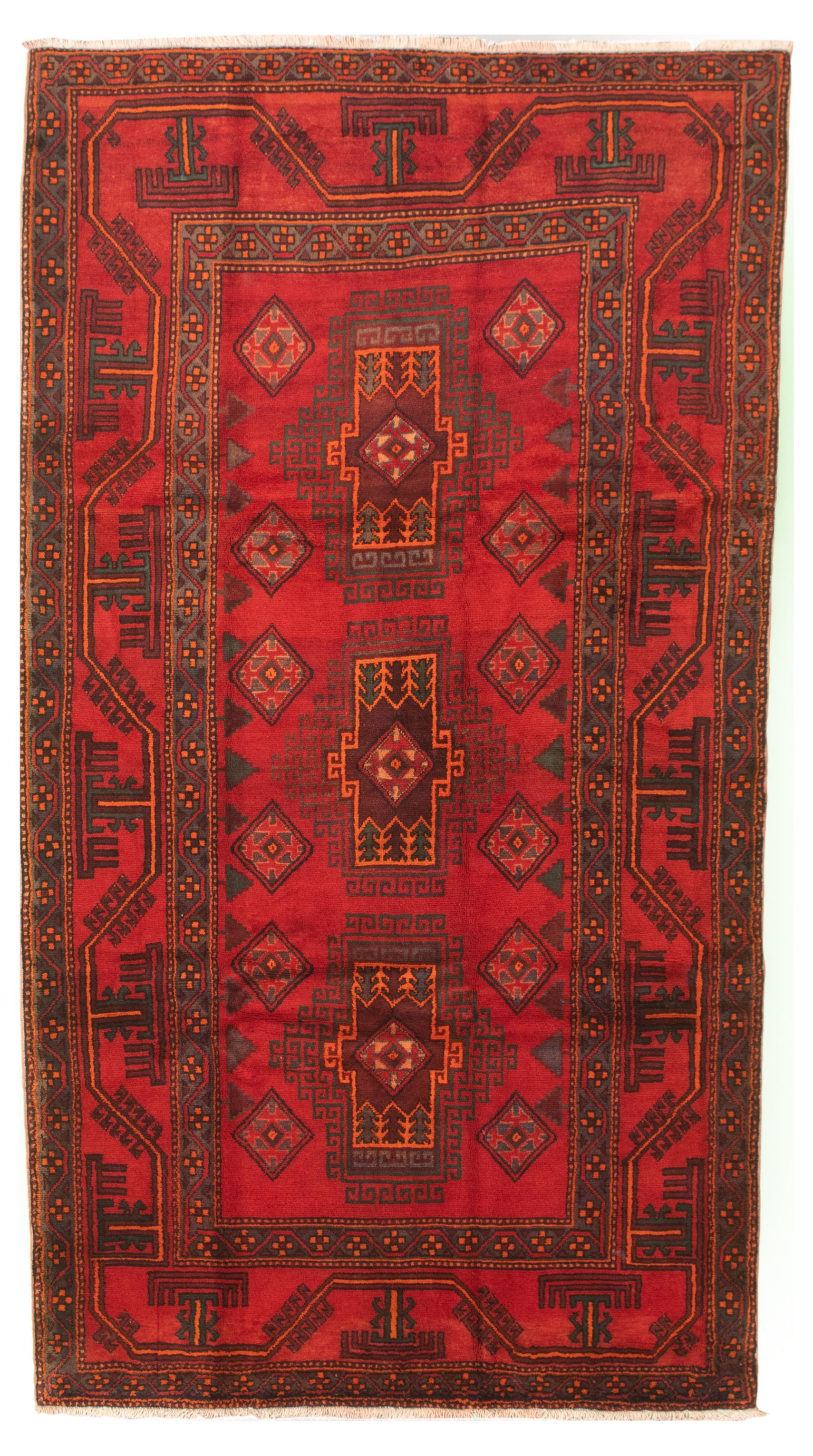 Hand-knotted Authentic Turkish Red Wool Rug 5'7" x 10'1" Size: 5'7" x 10'1"  