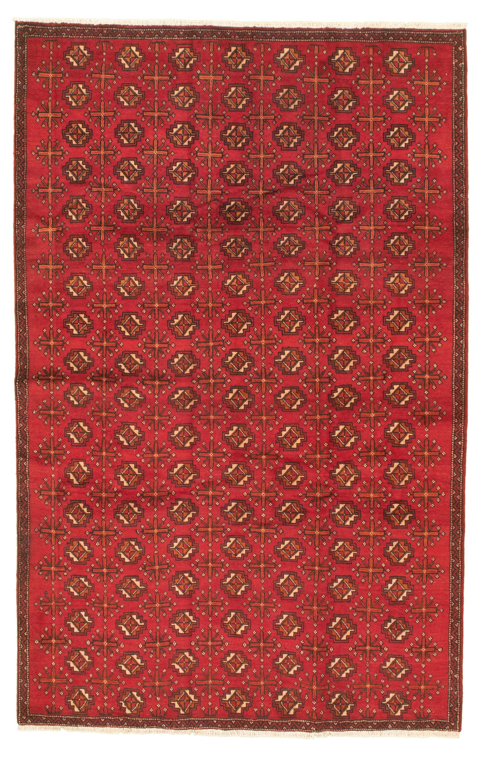 Hand-knotted Authentic Turkish Red Wool Rug 5'6" x 8'10" Size: 5'6" x 8'10"  