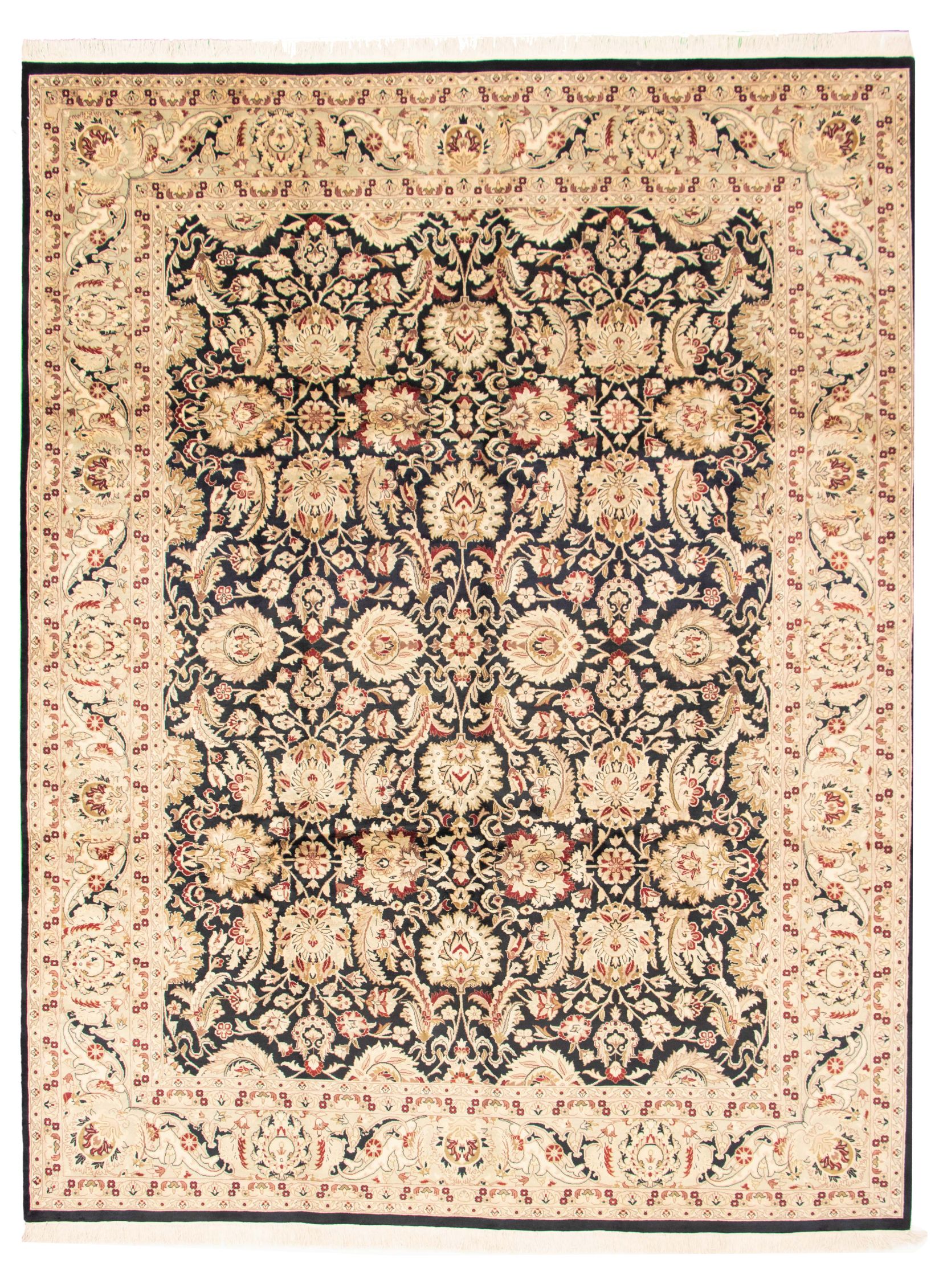 Hand-knotted Pako Persian 18/20 Black, Ivory Wool Rug 9'2" x 12'2" Size: 9'2" x 12'2"  