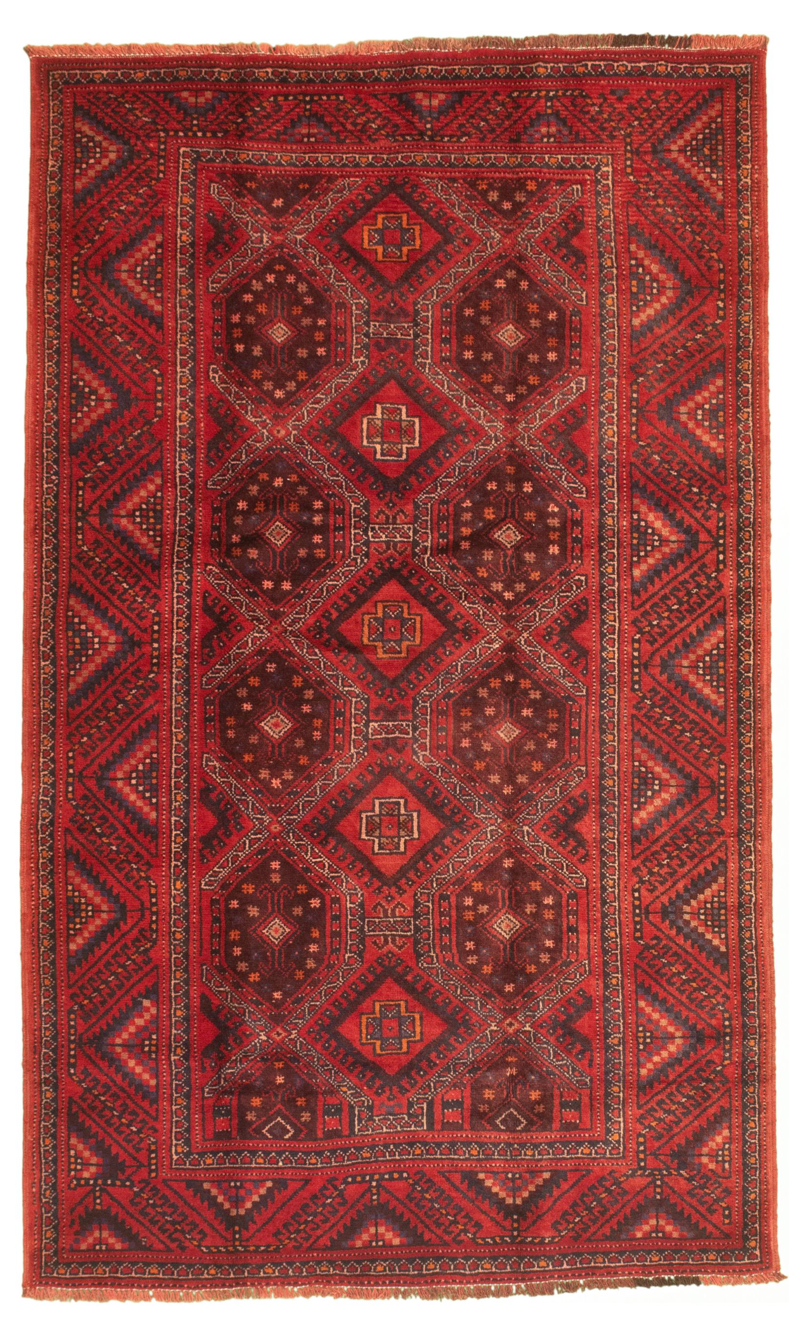 Hand-knotted Authentic Turkish Red Wool Rug 4'8" x 7'10" Size: 4'8" x 7'10"  