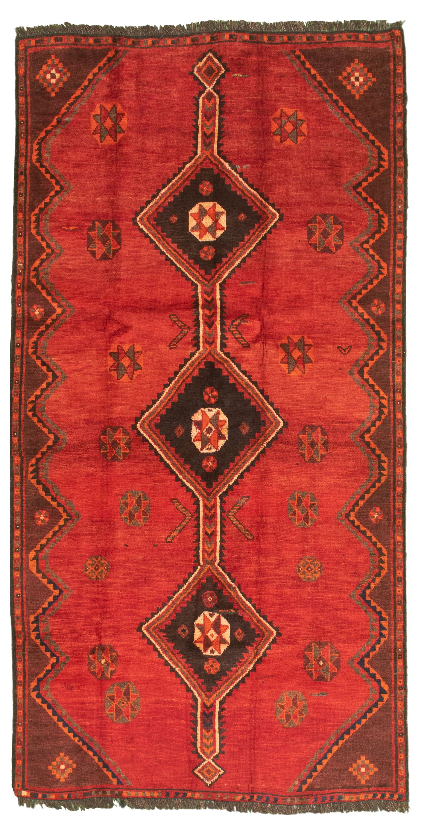 Hand-knotted Authentic Turkish Red Wool Rug 3'10" x 7'10" Size: 3'10" x 7'10"  