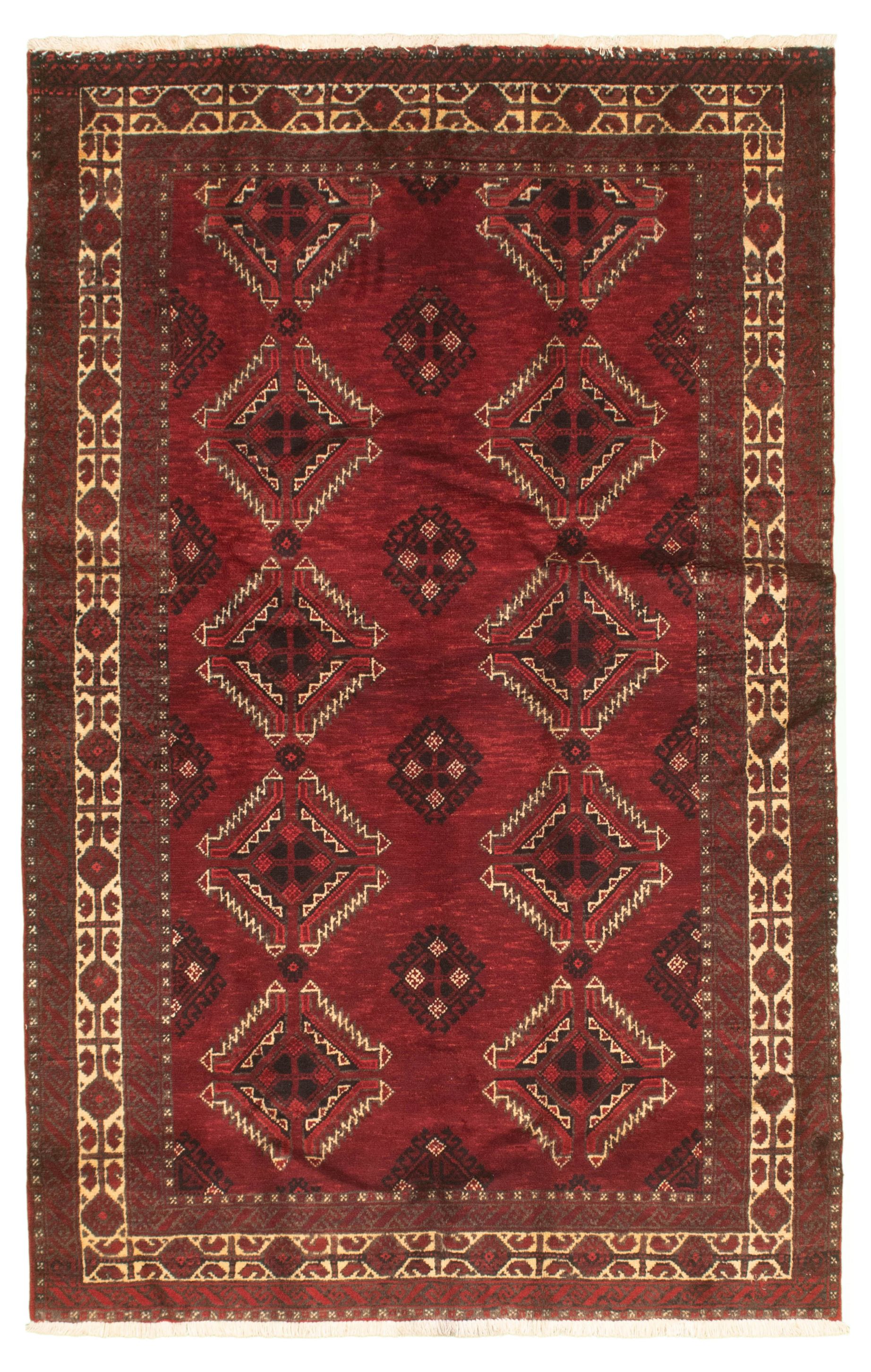 Hand-knotted Authentic Turkish Burgundy Wool Rug 4'6" x 6'7" Size: 4'6" x 6'7"  