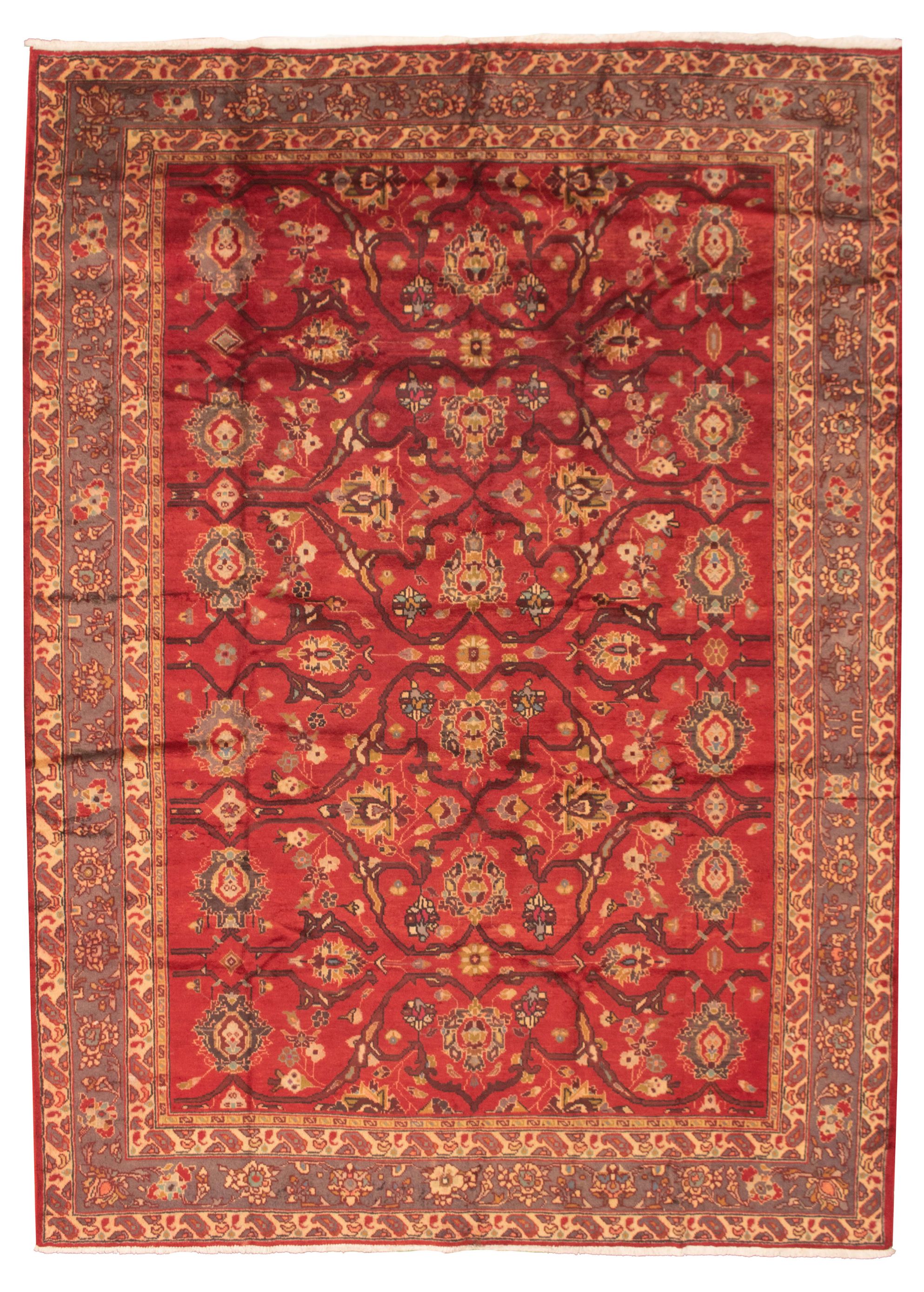 Hand-knotted Authentic Turkish Red Wool Rug 8'2" x 11'6" Size: 8'2" x 11'6"  