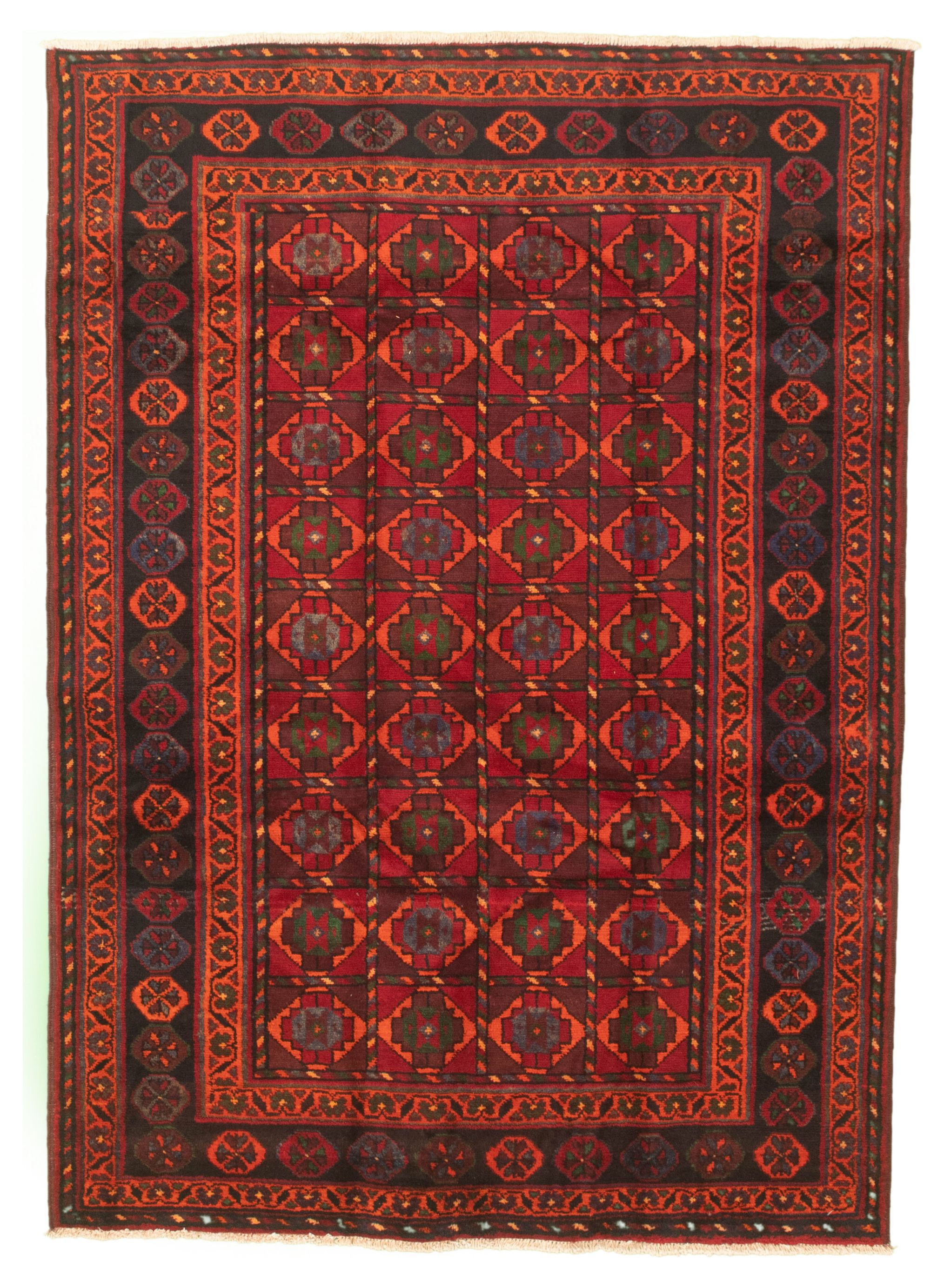 Hand-knotted Authentic Turkish Red Wool Rug 5'1" x 7'3"  Size: 5'1" x 7'3"  
