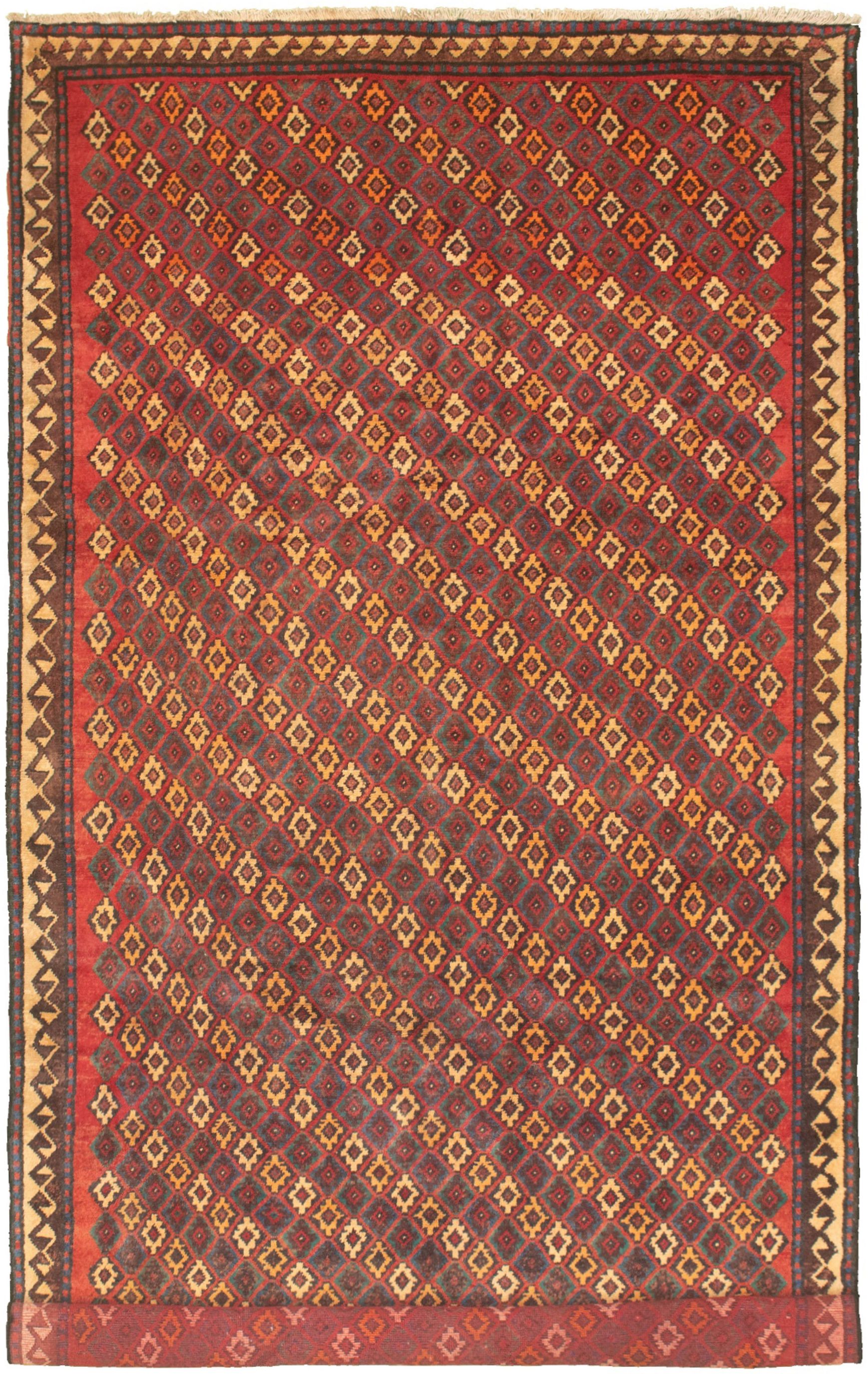 Hand-knotted Authentic Turkish Red Wool Rug 5'9" x 10'0" Size: 5'9" x 10'0"  