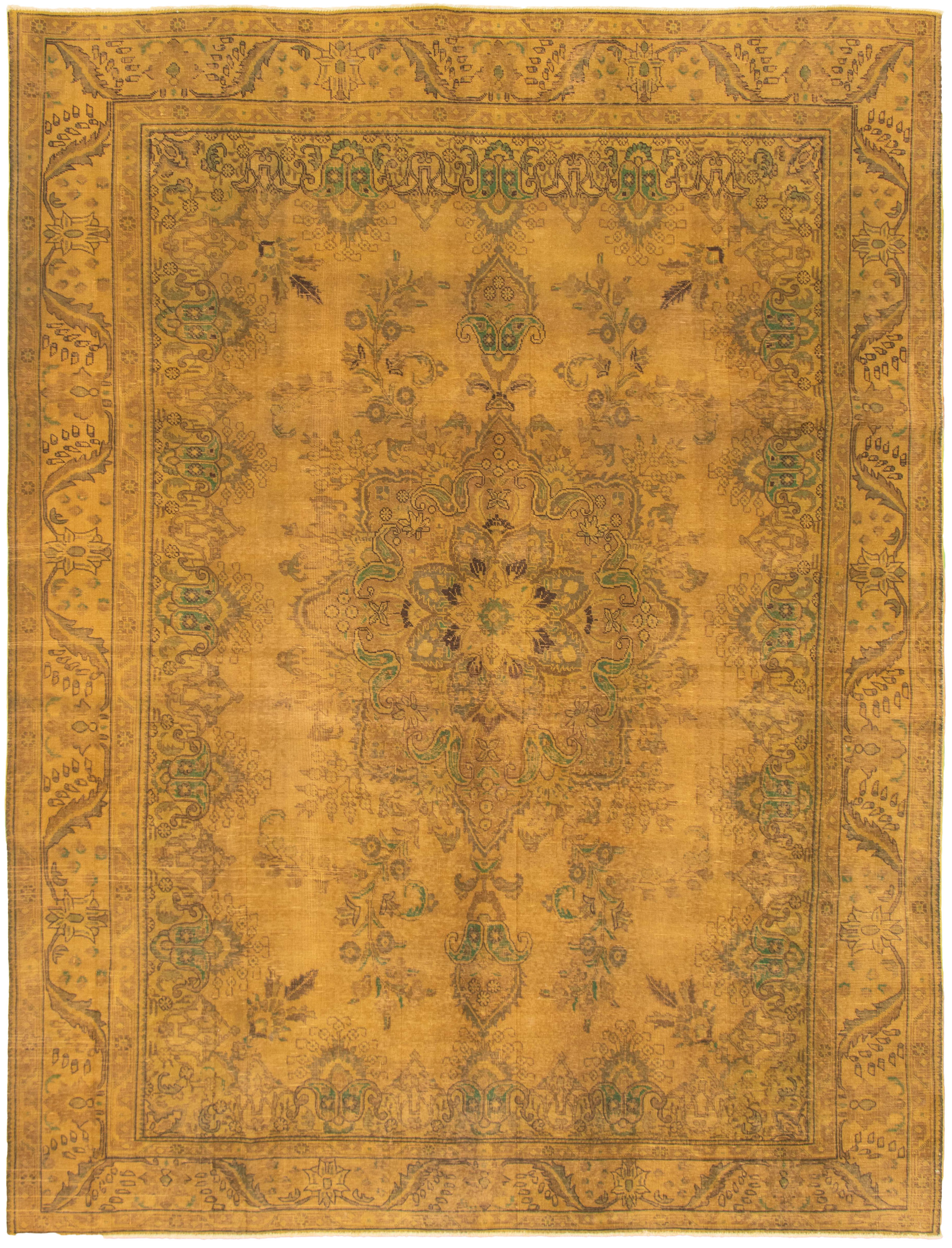 Hand-knotted Color Transition Dark Gold Wool Rug 9'9" x 12'9" Size: 9'9" x 12'9"  