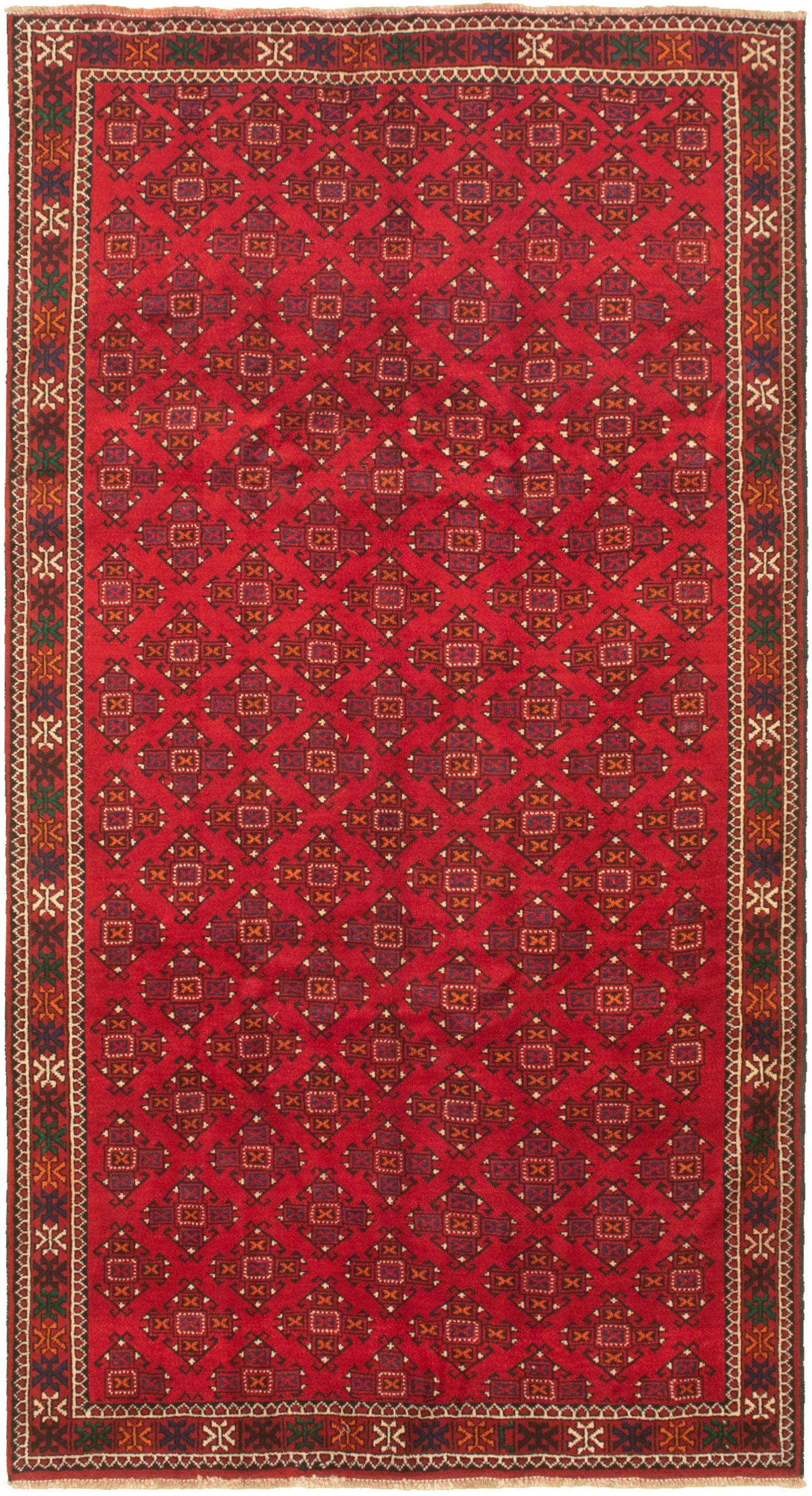 Hand-knotted Authentic Turkish Red Wool Rug 5'1" x 9'7" Size: 5'1" x 9'7"  