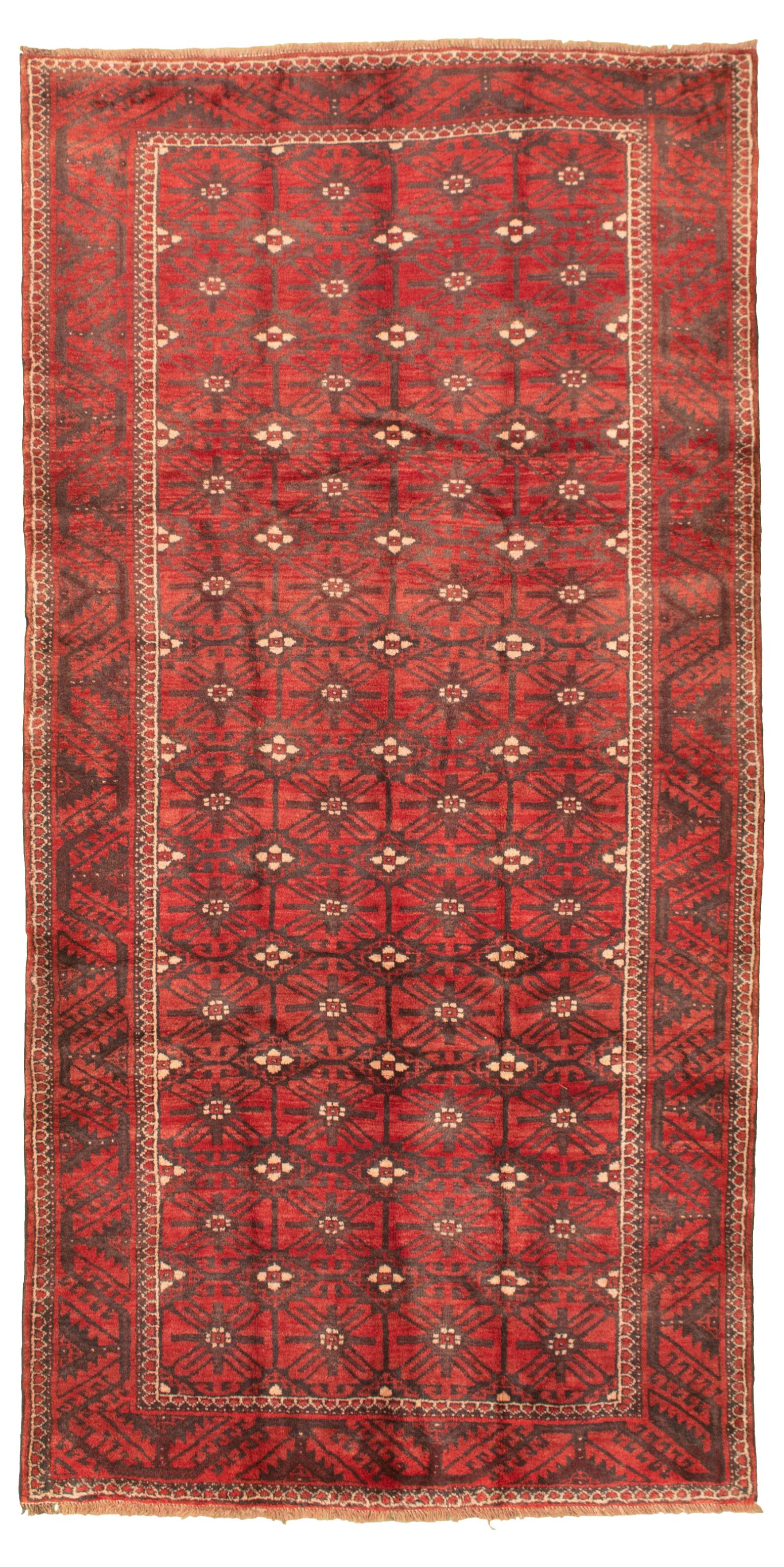 Hand-knotted Authentic Turkish Red Wool Rug 5'0" x 9'10" Size: 5'0" x 9'10"  