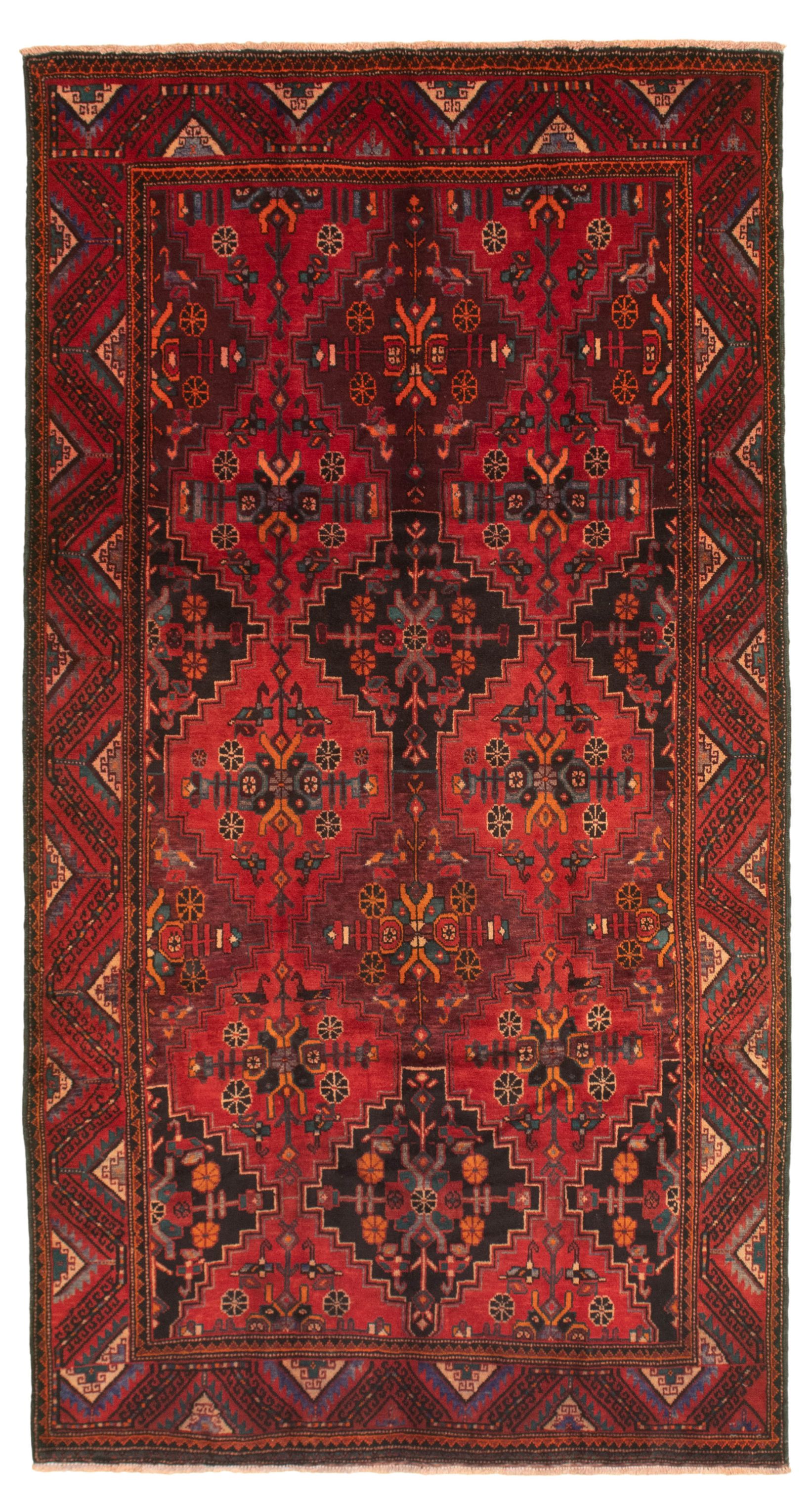 Hand-knotted Authentic Turkish Red Wool Rug 5'0" x 9'9" Size: 5'0" x 9'9"  