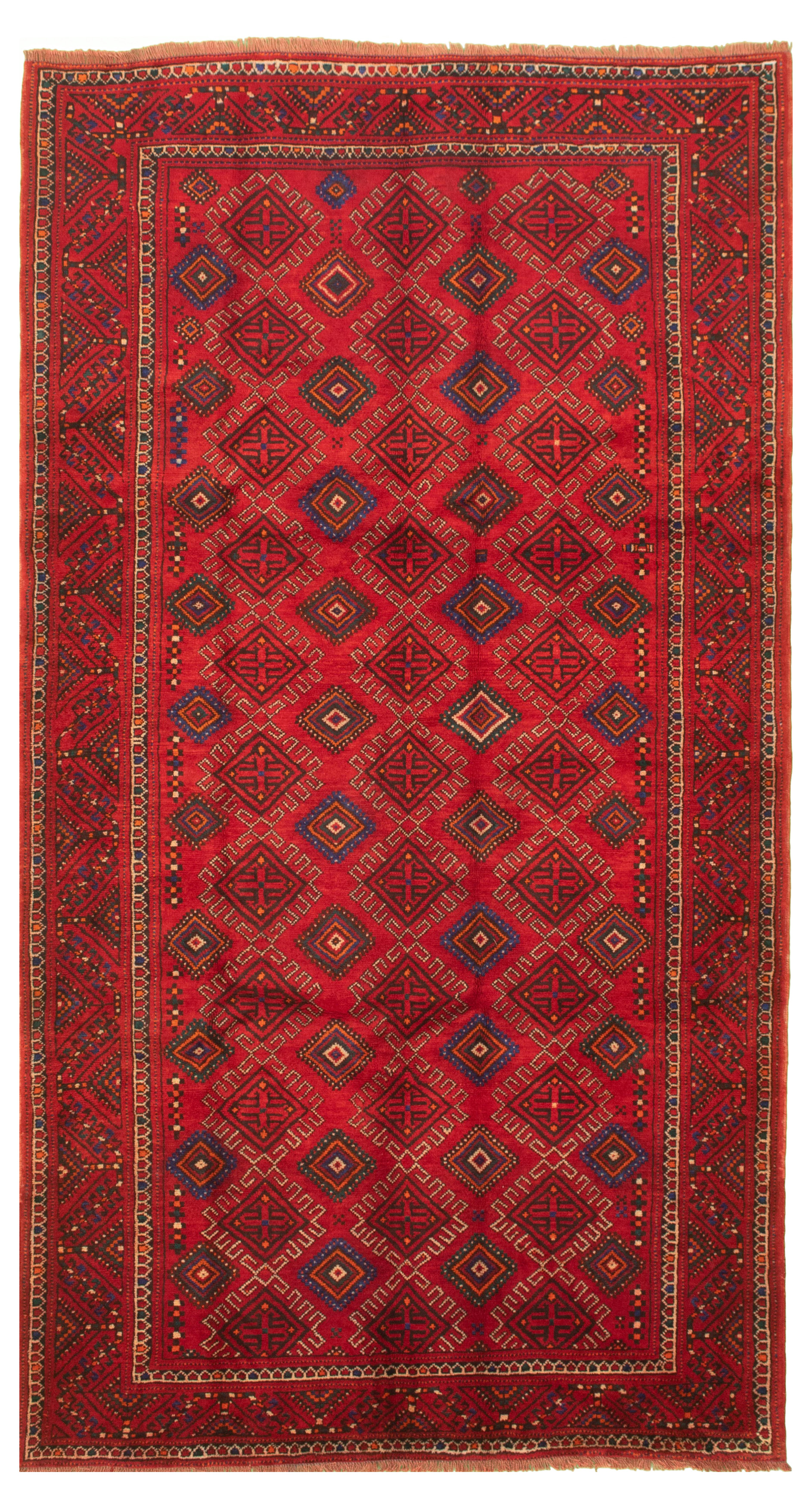 Hand-knotted Authentic Turkish Red Wool Rug 5'0" x 9'6" Size: 5'0" x 9'6"  