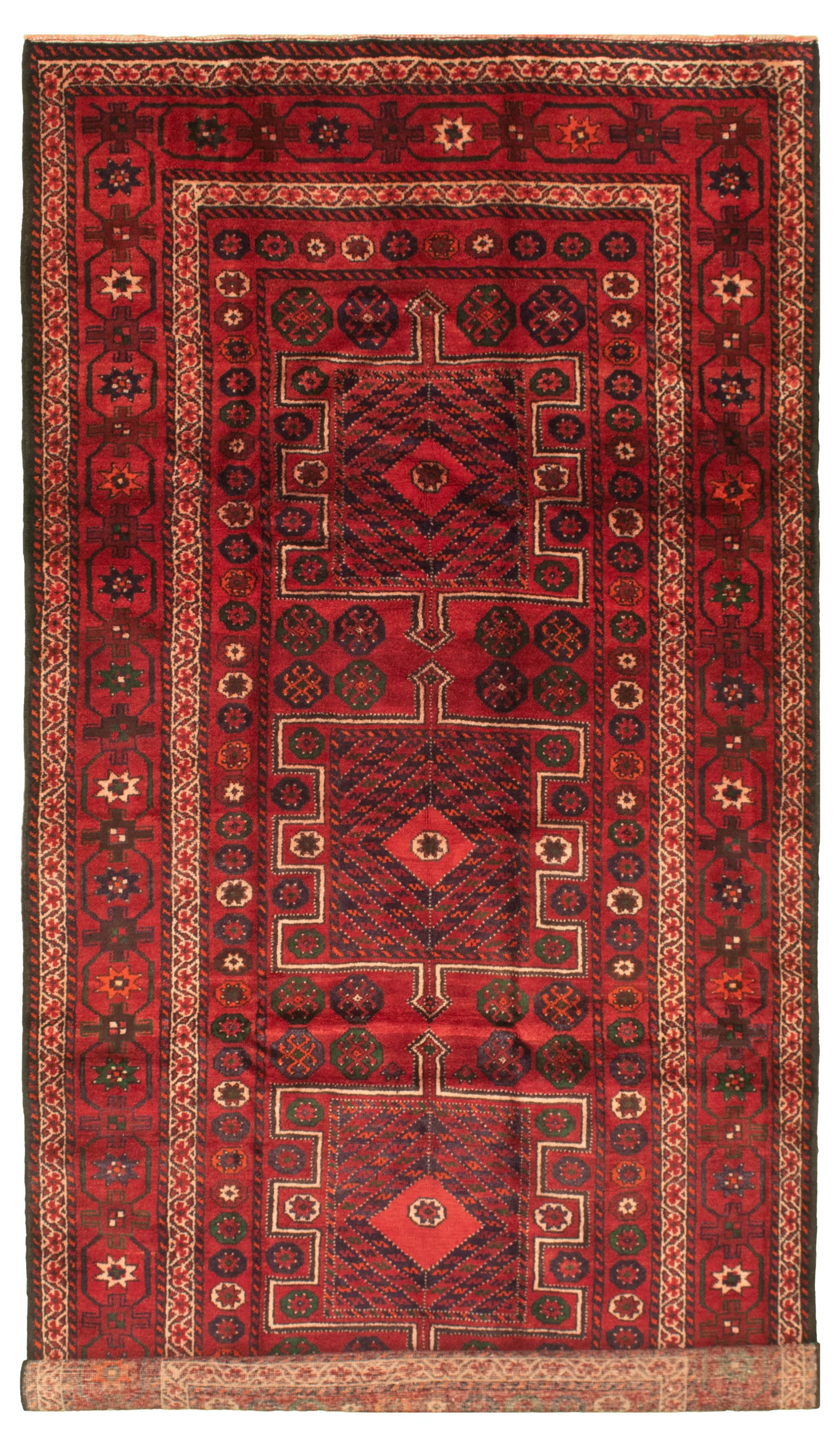 Hand-knotted Authentic Turkish Red Wool Rug 5'3" x 10'8" Size: 5'3" x 10'8"  