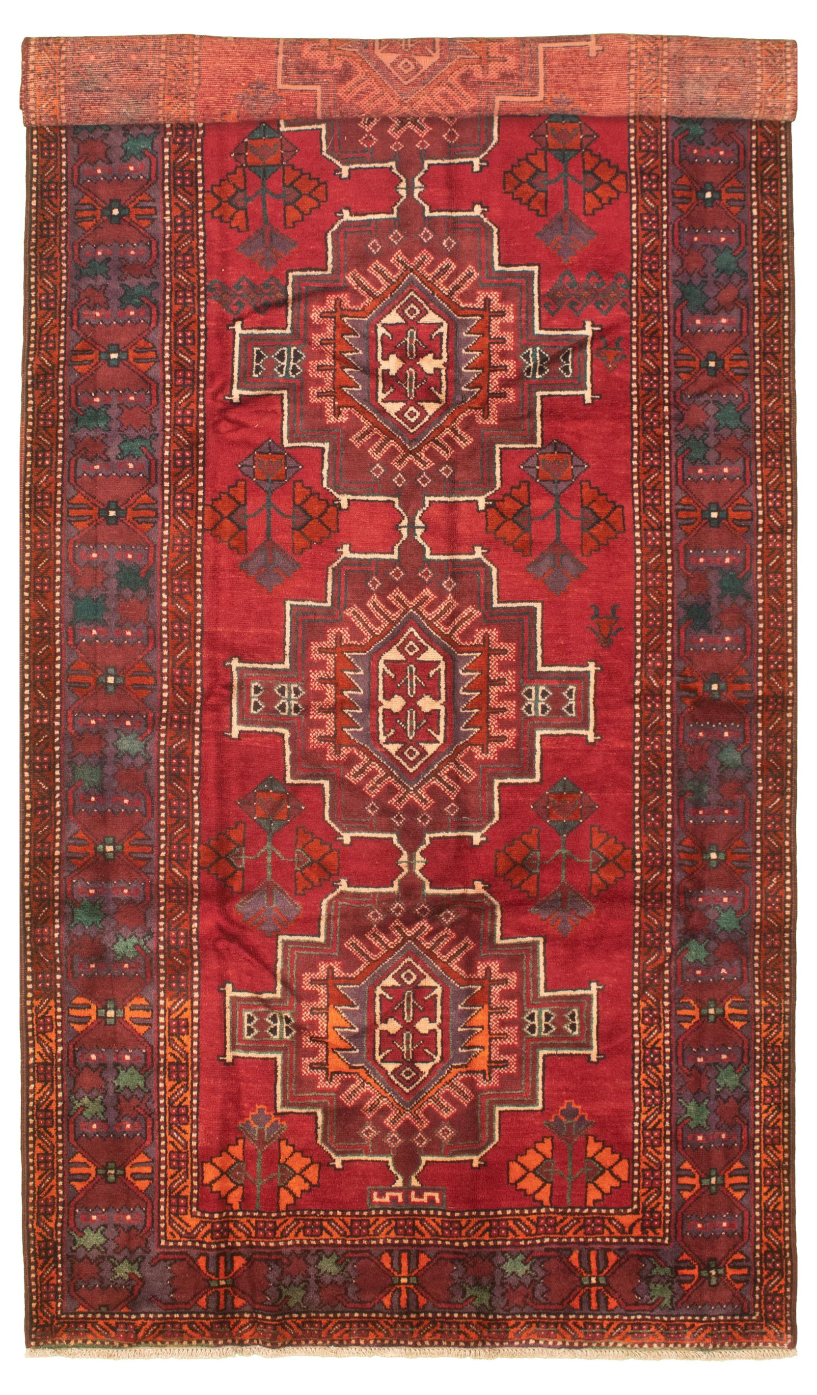 Hand-knotted Authentic Turkish Red Wool Rug 5'2" x 11'5" Size: 5'2" x 11'5"  