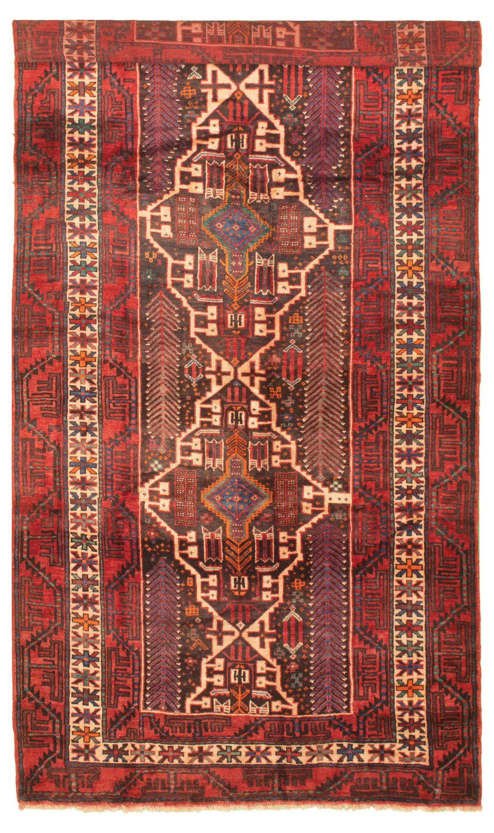 Hand-knotted Authentic Turkish , Red Wool Rug 5'3" x 10'8" Size: 5'3" x 10'8"  