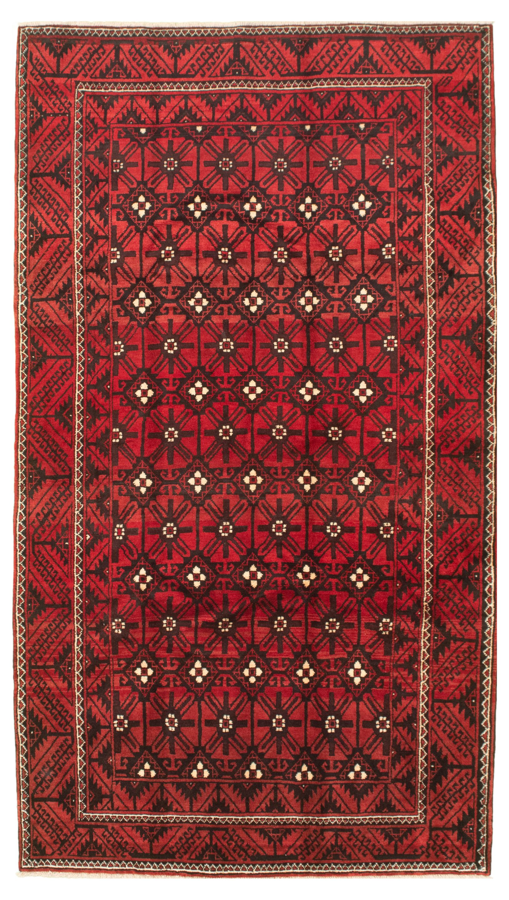 Hand-knotted Authentic Turkish Red Wool Rug 5'4" x 9'3"  Size: 5'4" x 9'3"  