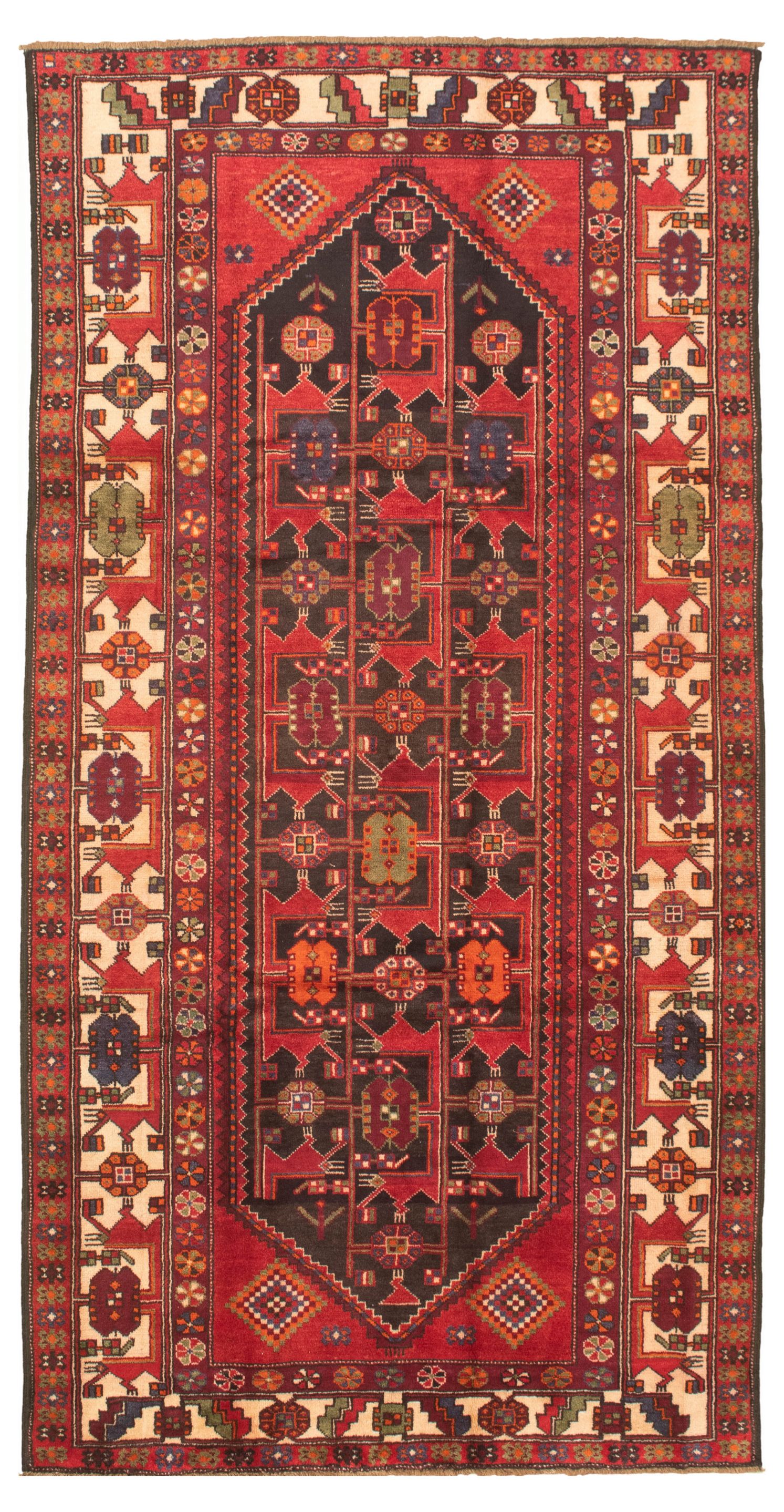 Hand-knotted Authentic Turkish Red Wool Rug 5'1" x 10'2"  Size: 5'1" x 10'2"  