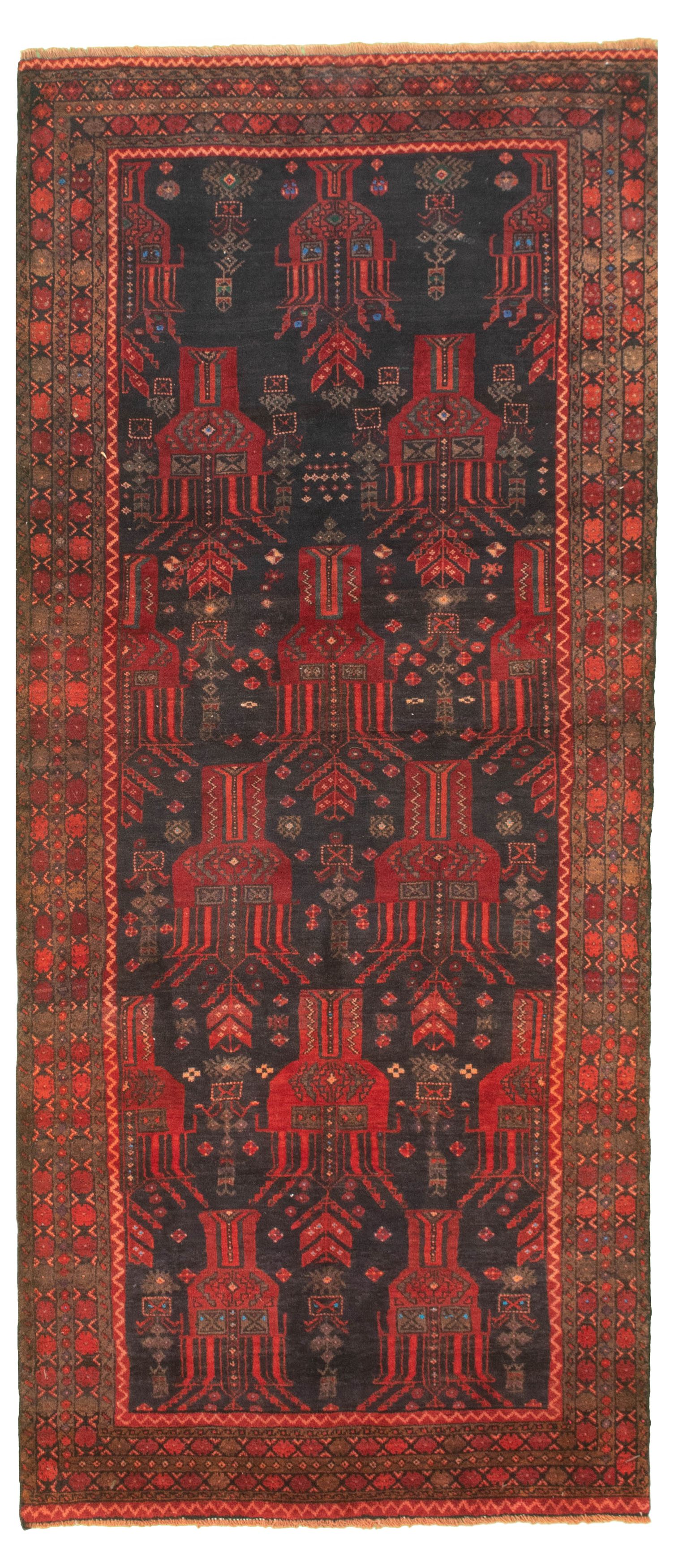 Hand-knotted Authentic Turkish Black, Red Wool Rug 3'7" x 8'10" Size: 3'7" x 8'10"  