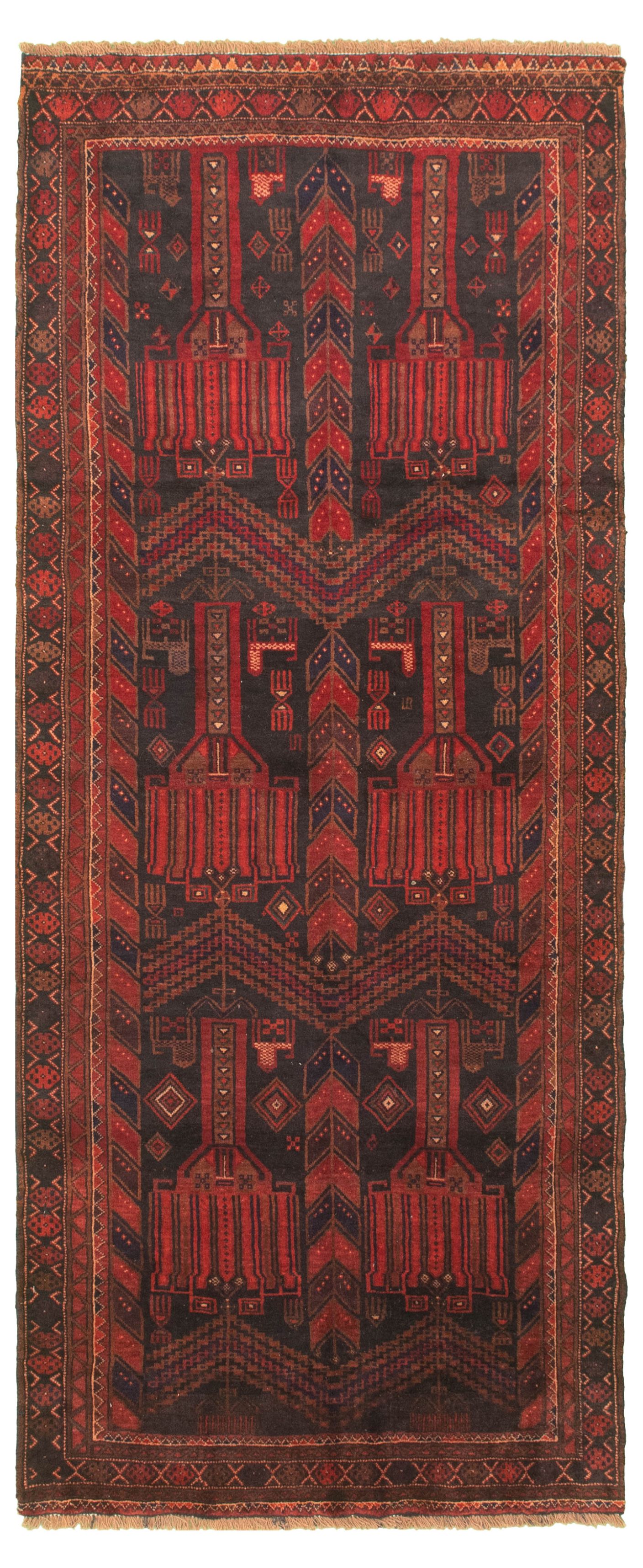 Hand-knotted Authentic Turkish Red Wool Rug 3'7" x 8'9" Size: 3'7" x 8'9"  