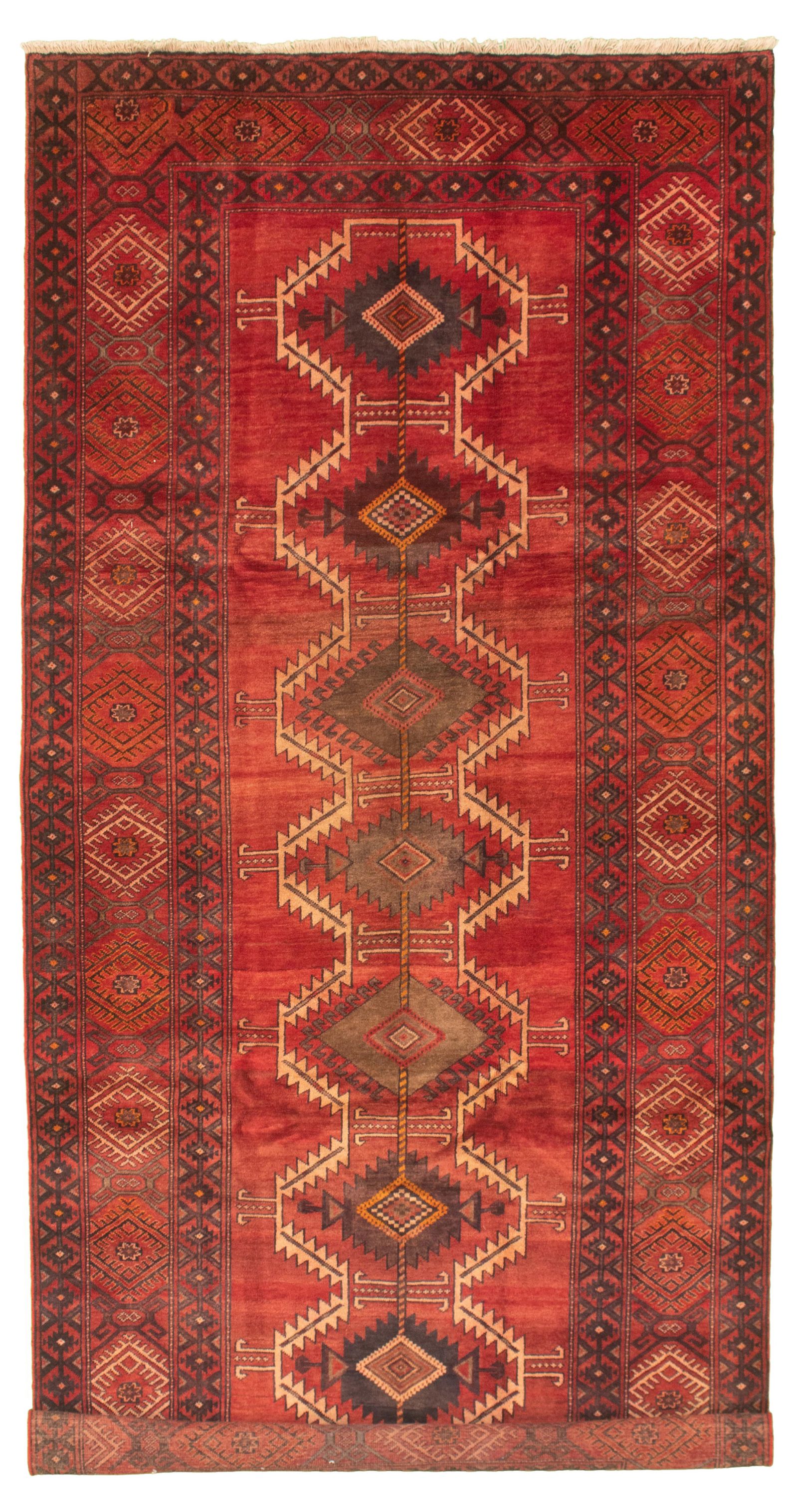 Hand-knotted Authentic Turkish Red Wool Rug 5'1" x 10'3" Size: 5'1" x 10'3"  