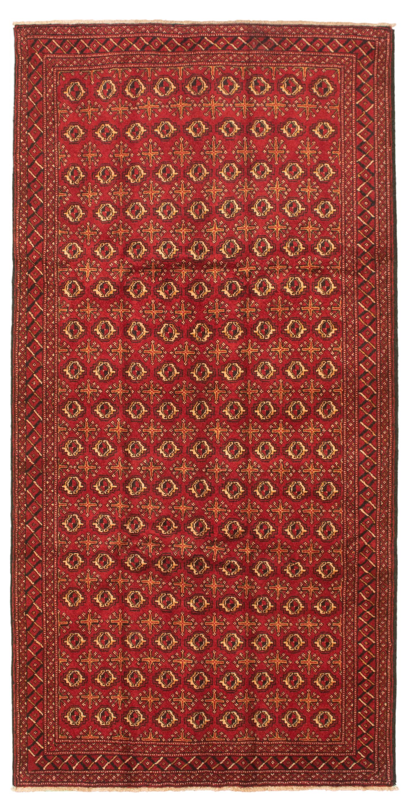 Hand-knotted Authentic Turkish Red Wool Rug 5'2" x 10'3" Size: 5'2" x 10'3"  