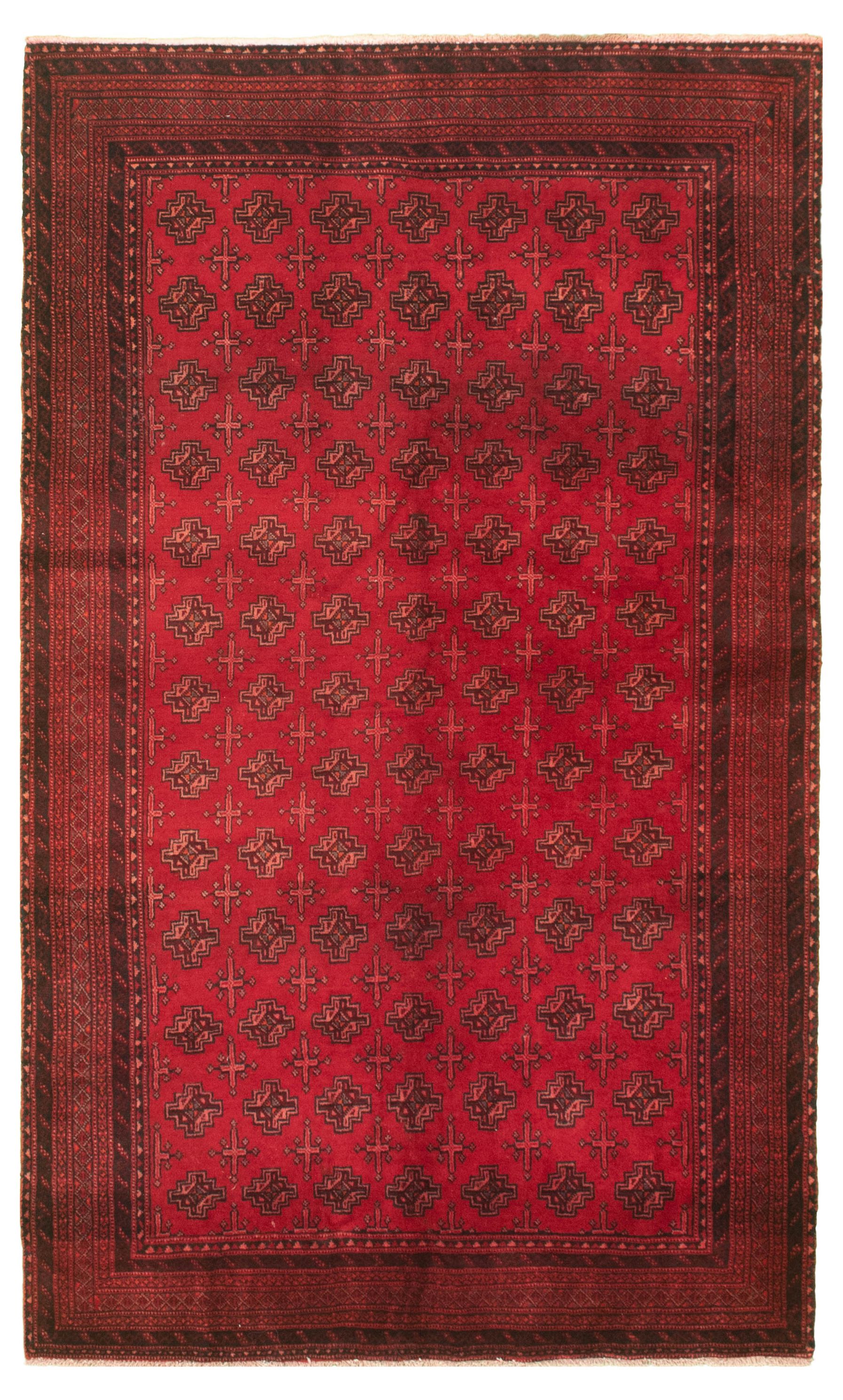 Hand-knotted Authentic Turkish Red Wool Rug 4'2" x 7'2" Size: 4'2" x 7'2"  