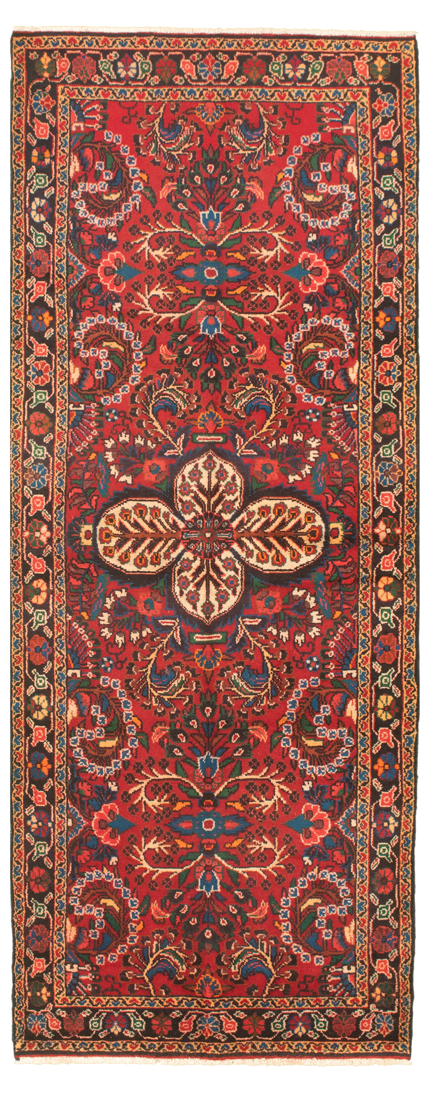 Hand-knotted Authentic Turkish Red Wool Rug 3'7" x 9'7" Size: 3'7" x 9'7"  