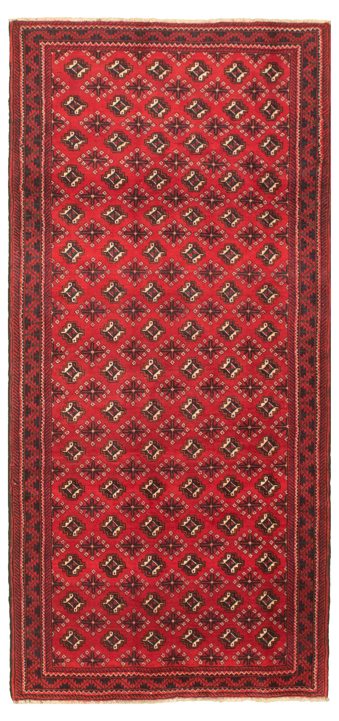 Hand-knotted Authentic Turkish Red Wool Rug 4'2" x 9'2" Size: 4'2" x 9'2"  