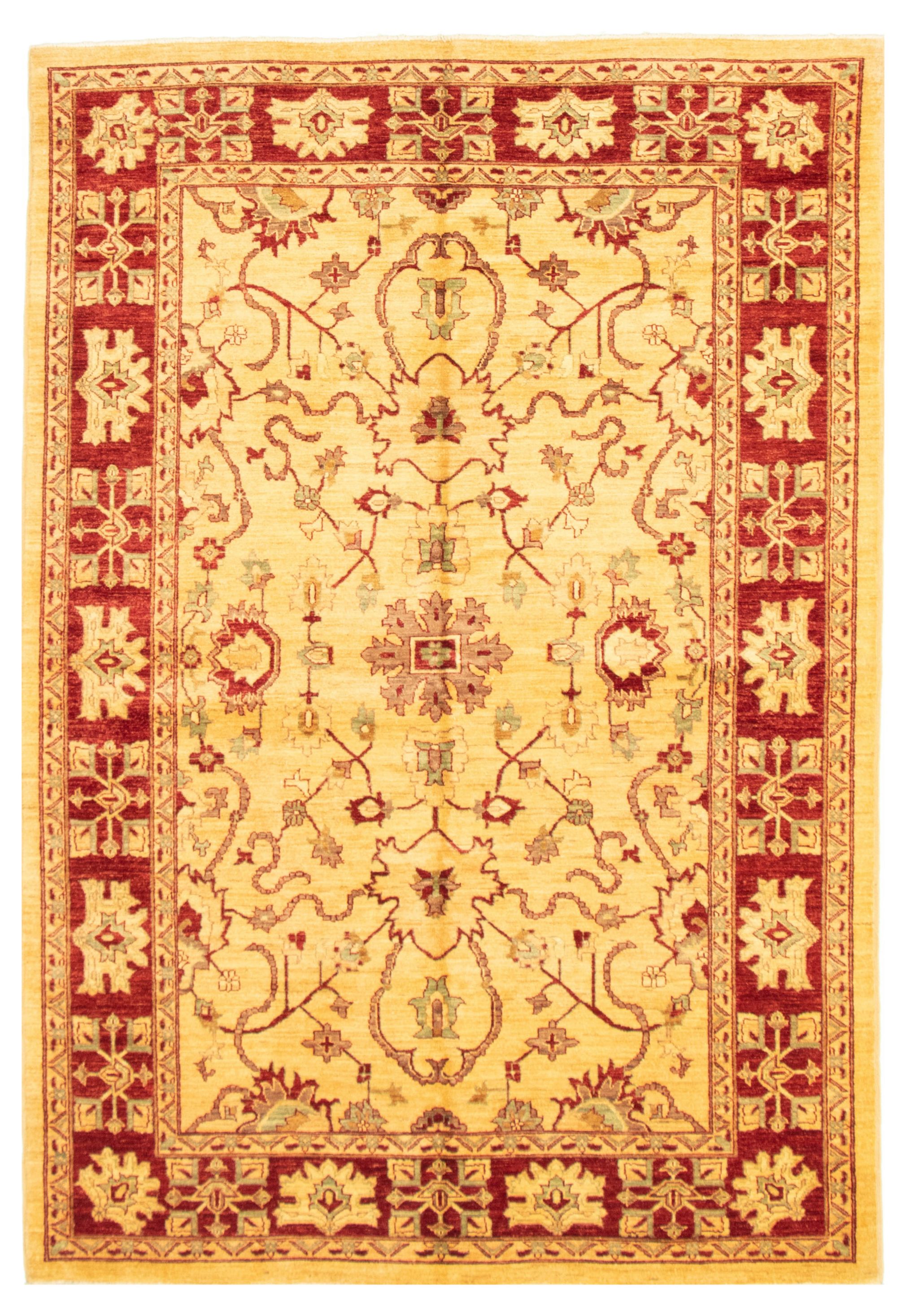 Hand-knotted Chobi Finest Cream Wool Rug 6'2" x 9'4" Size: 6'2" x 9'4"  