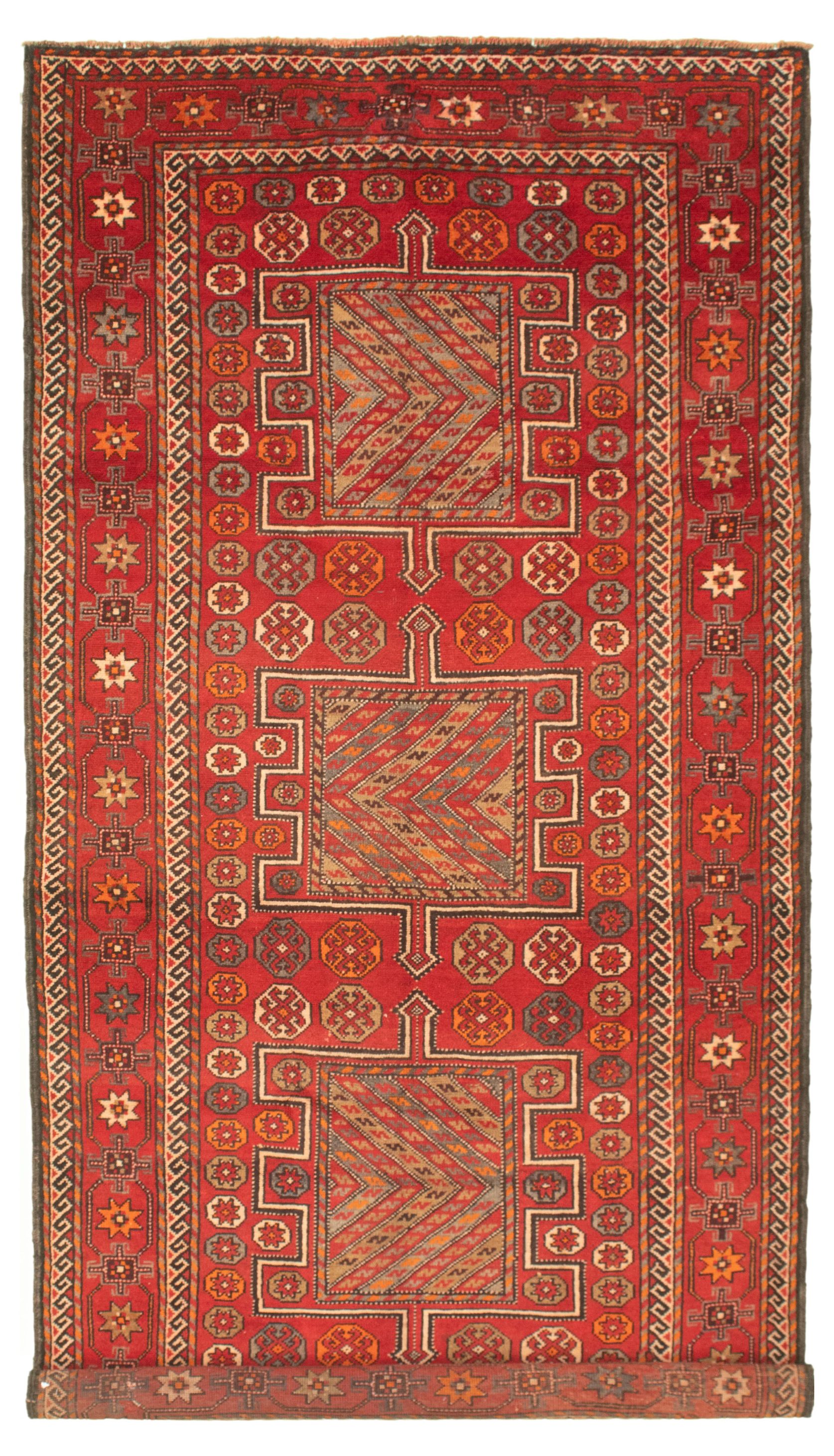 Hand-knotted Authentic Turkish Red Wool Rug 5'8" x 10'4" Size: 5'8" x 10'4"  