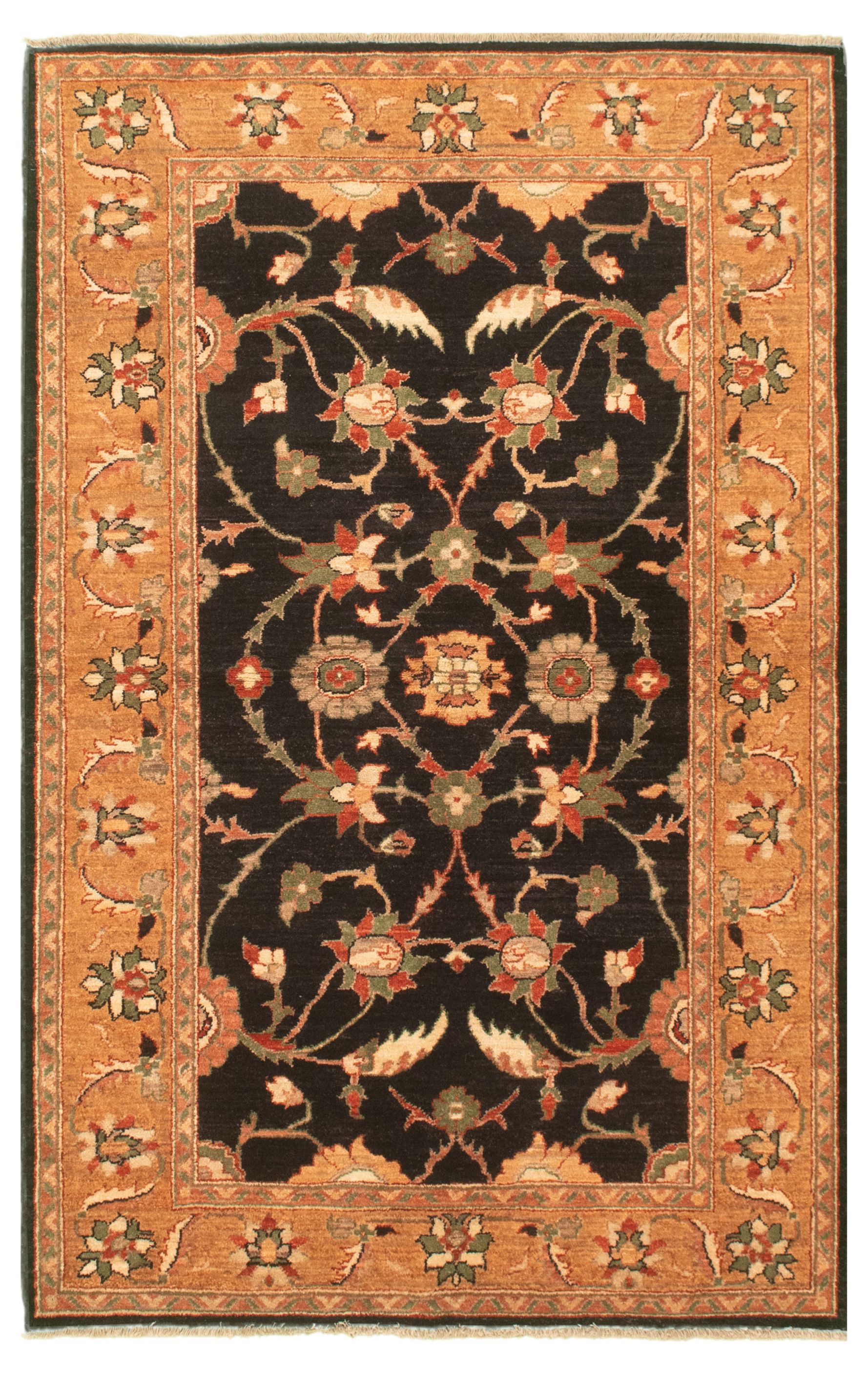 Hand-knotted Chobi Finest Black Wool Rug 4'1" x 6'7" Size: 4'1" x 6'7"  