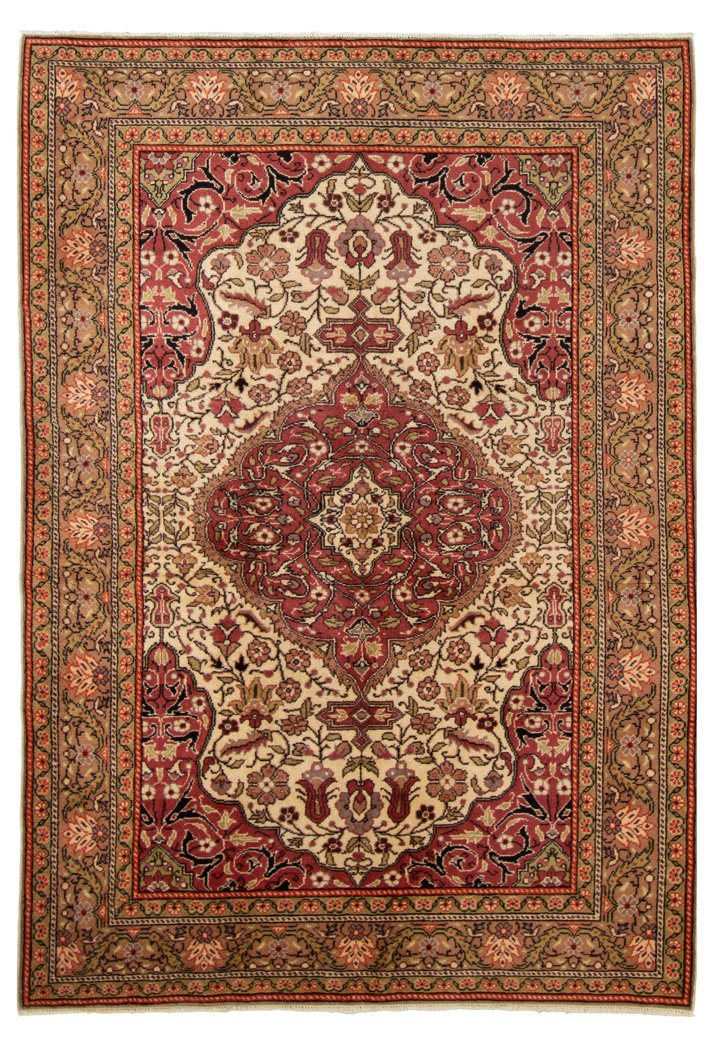 Hand-knotted Keisari Vintage Brown, Ivory  Rug 4'11" x 7'1" Size: 4'11" x 7'1"  