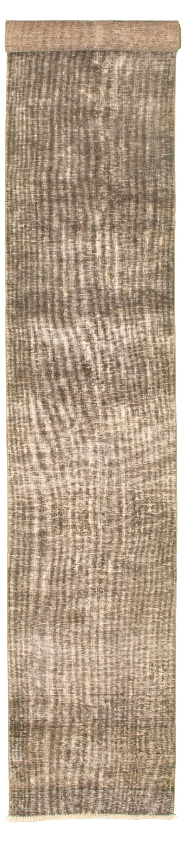 Hand-knotted Color Transition Dark Grey Wool Rug 2'0" x 12'4" Size: 2'0" x 12'4"  