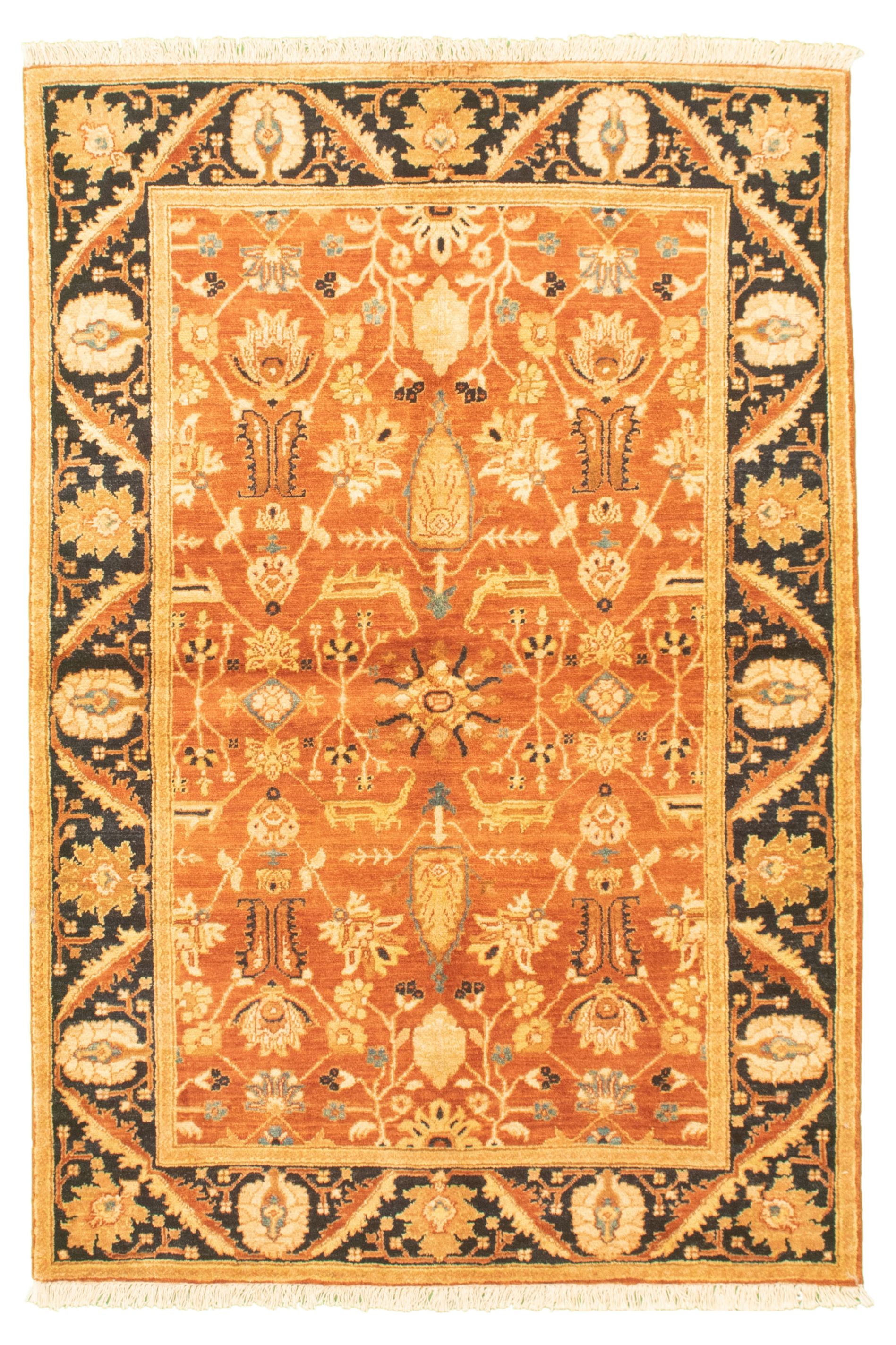 Hand-knotted Chobi Finest Copper Wool Rug 4'2" x 6'0" Size: 4'2" x 6'0"  