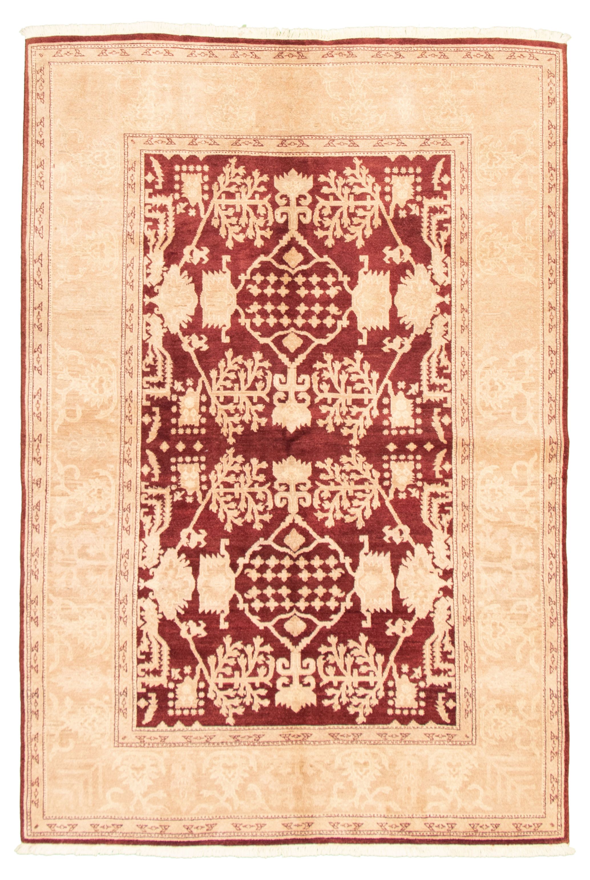 Hand-knotted Peshawar Oushak Dark Red Wool Rug 6'3" x 6'5" Size: 6'3" x 6'5"  