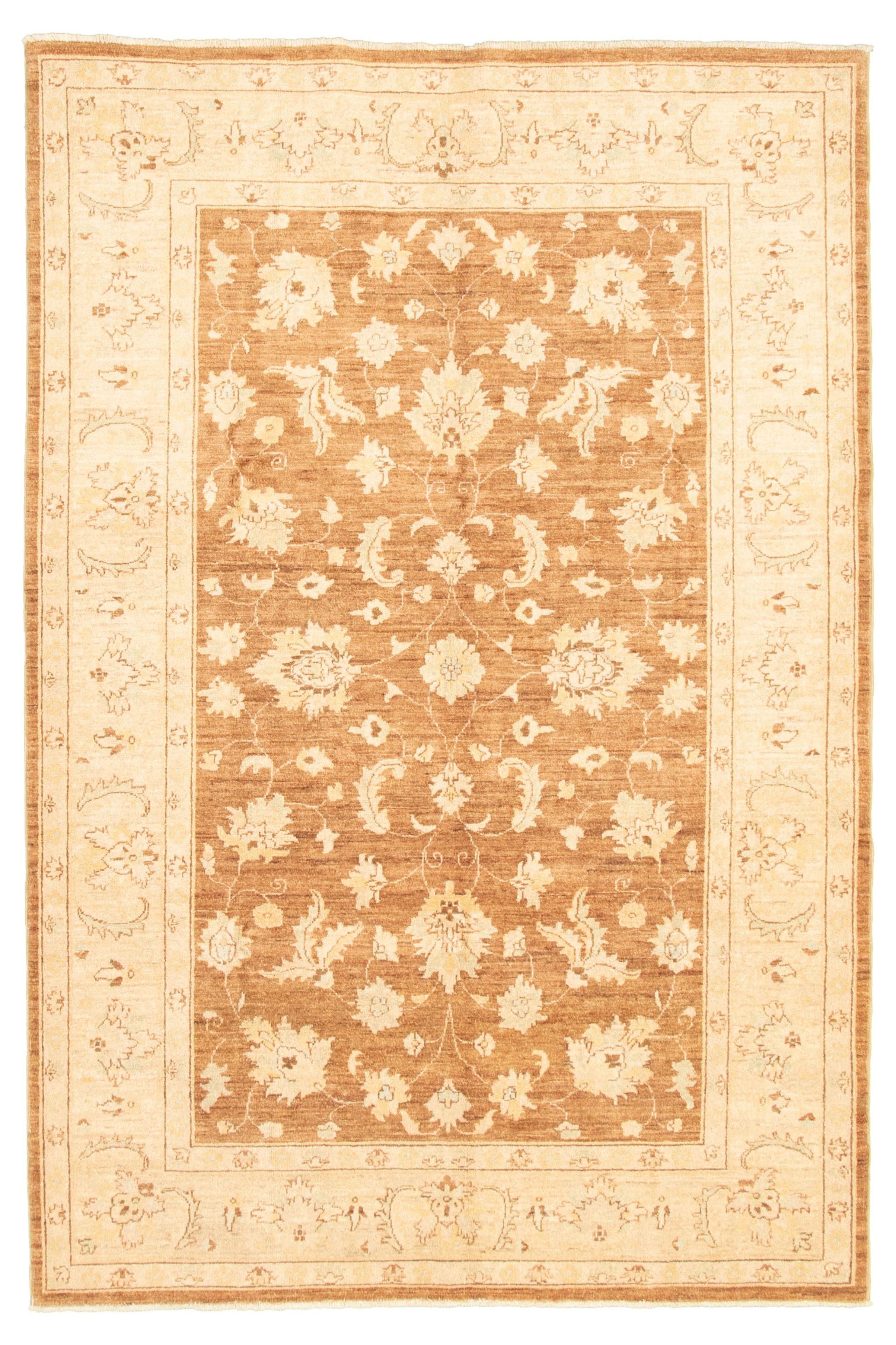 Hand-knotted Peshawar Oushak Brown Wool Rug 6'0" x 8'10" Size: 6'0" x 8'10"  