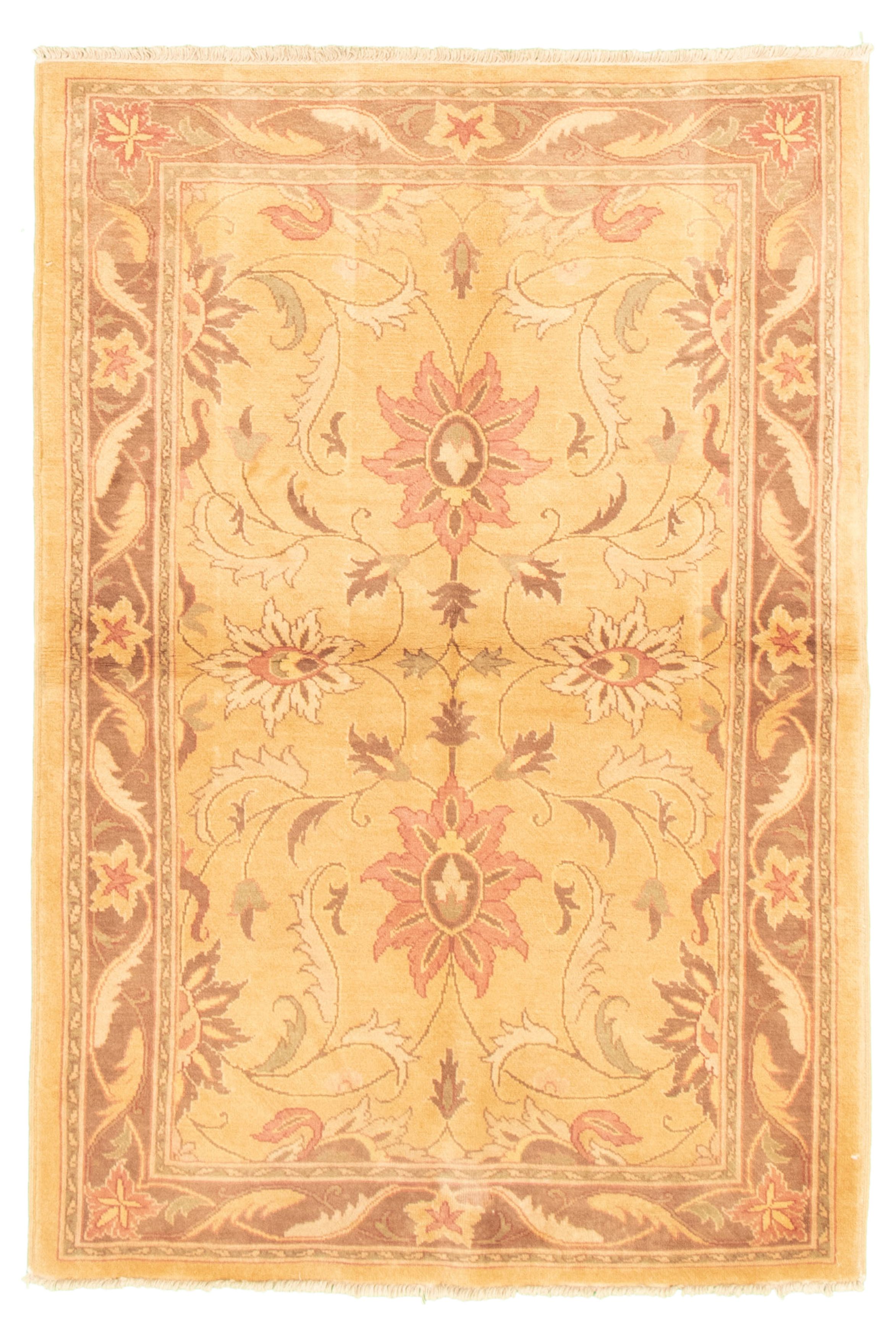 Hand-knotted Chobi Finest Tan Wool Rug 4'0" x 5'10" Size: 4'0" x 5'10"  