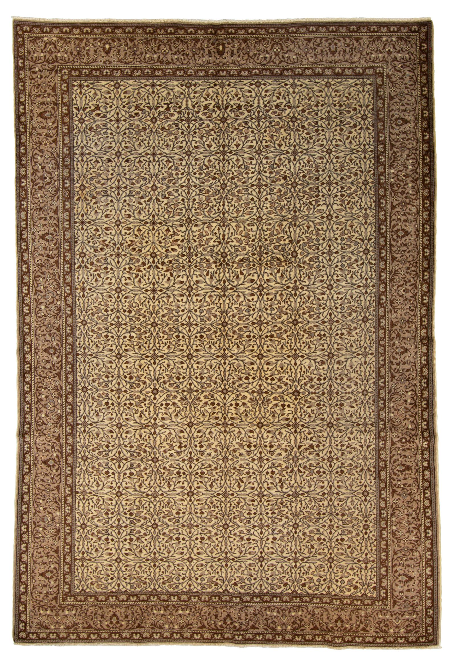 Hand-knotted Keisari Vintage Brown, Ivory  Rug 6'7" x 9'10" Size: 6'7" x 9'10"  