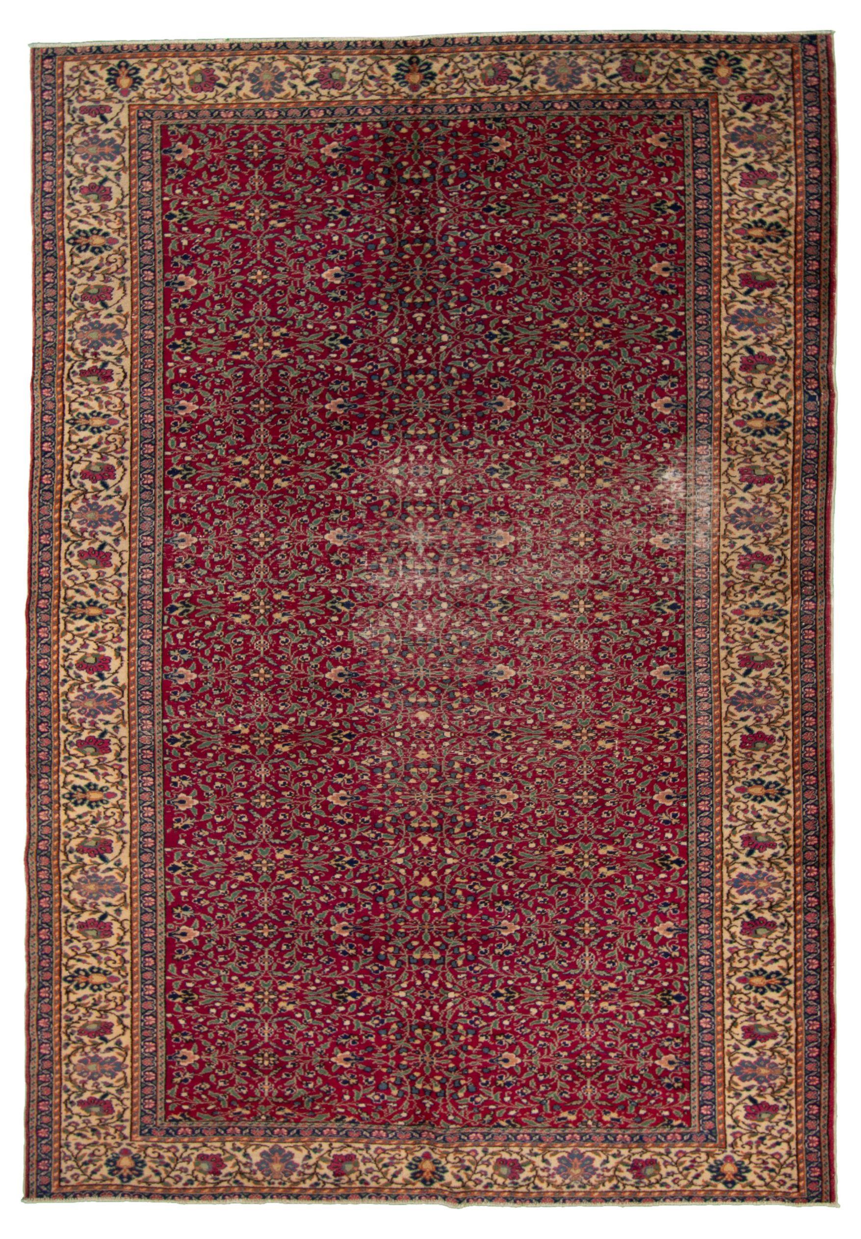 Hand-knotted Keisari Vintage Ivory, Red  Rug 6'4" x 9'5" Size: 6'4" x 9'5"  