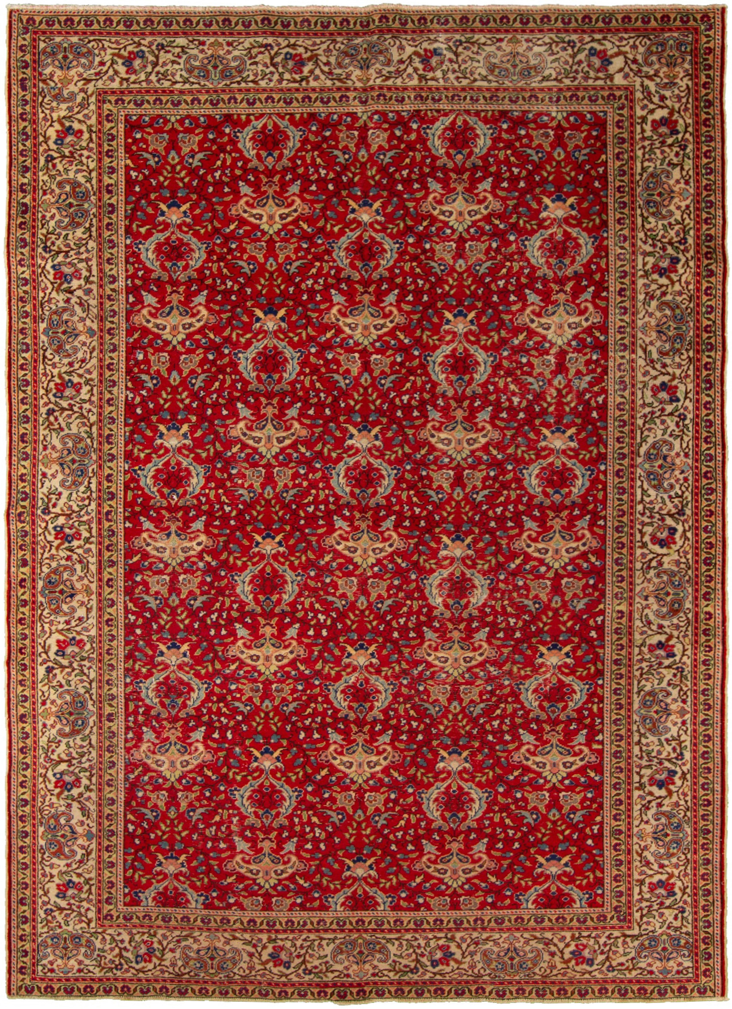 Hand-knotted Keisari Vintage Ivory, Red  Rug 6'5" x 9'4"  Size: 6'5" x 9'4"  