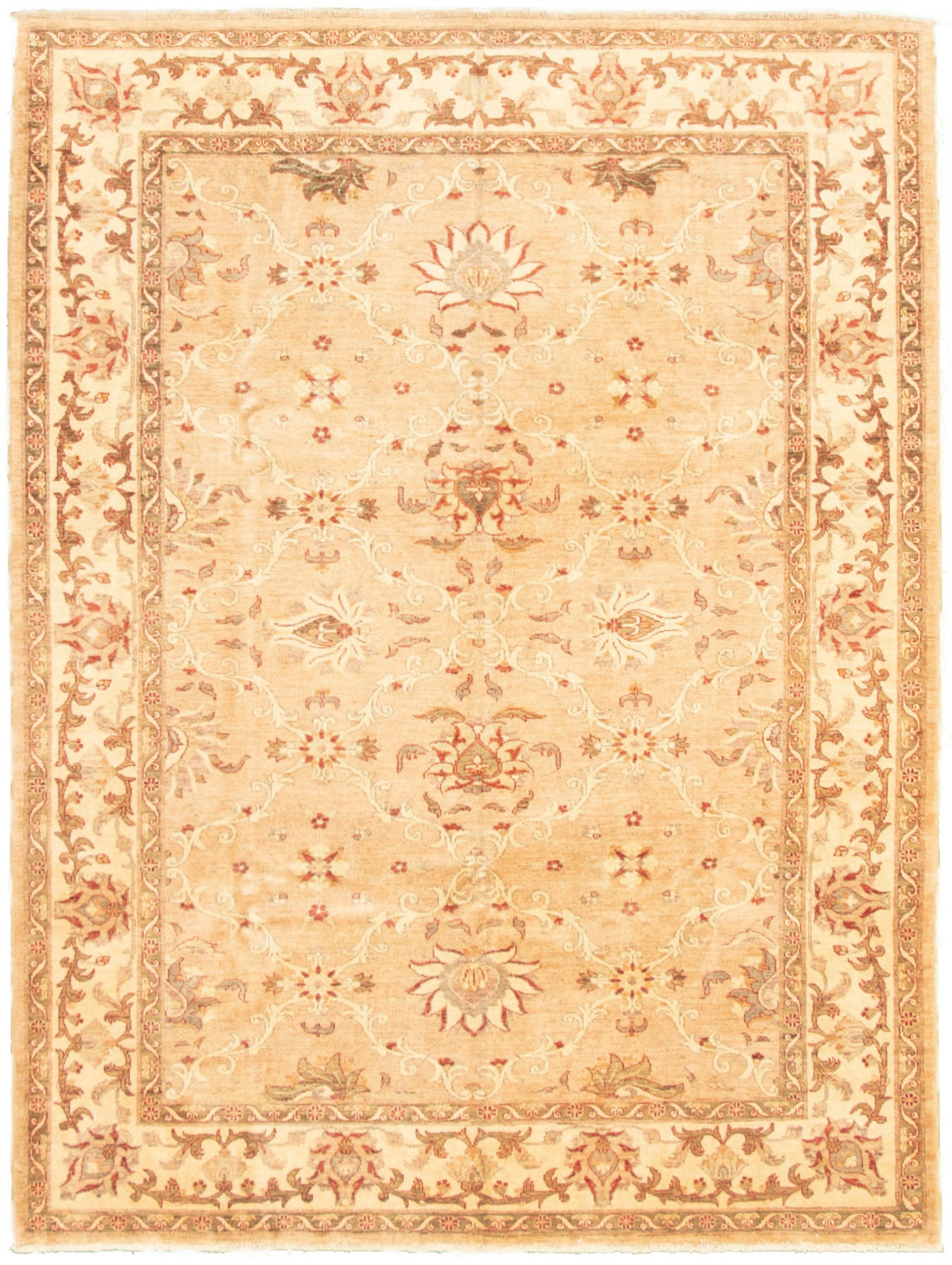 Hand-knotted Chobi Finest Tan Wool Rug 7'2" x 9'5" Size: 7'2" x 9'5"  