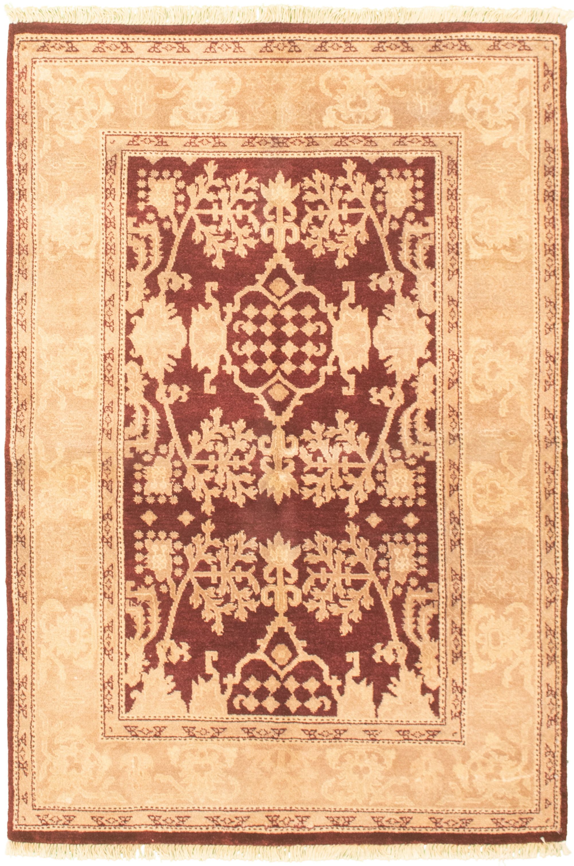 Hand-knotted Peshawar Oushak Burgundy Wool Rug 4'2" x 6'3" Size: 4'2" x 6'3"  