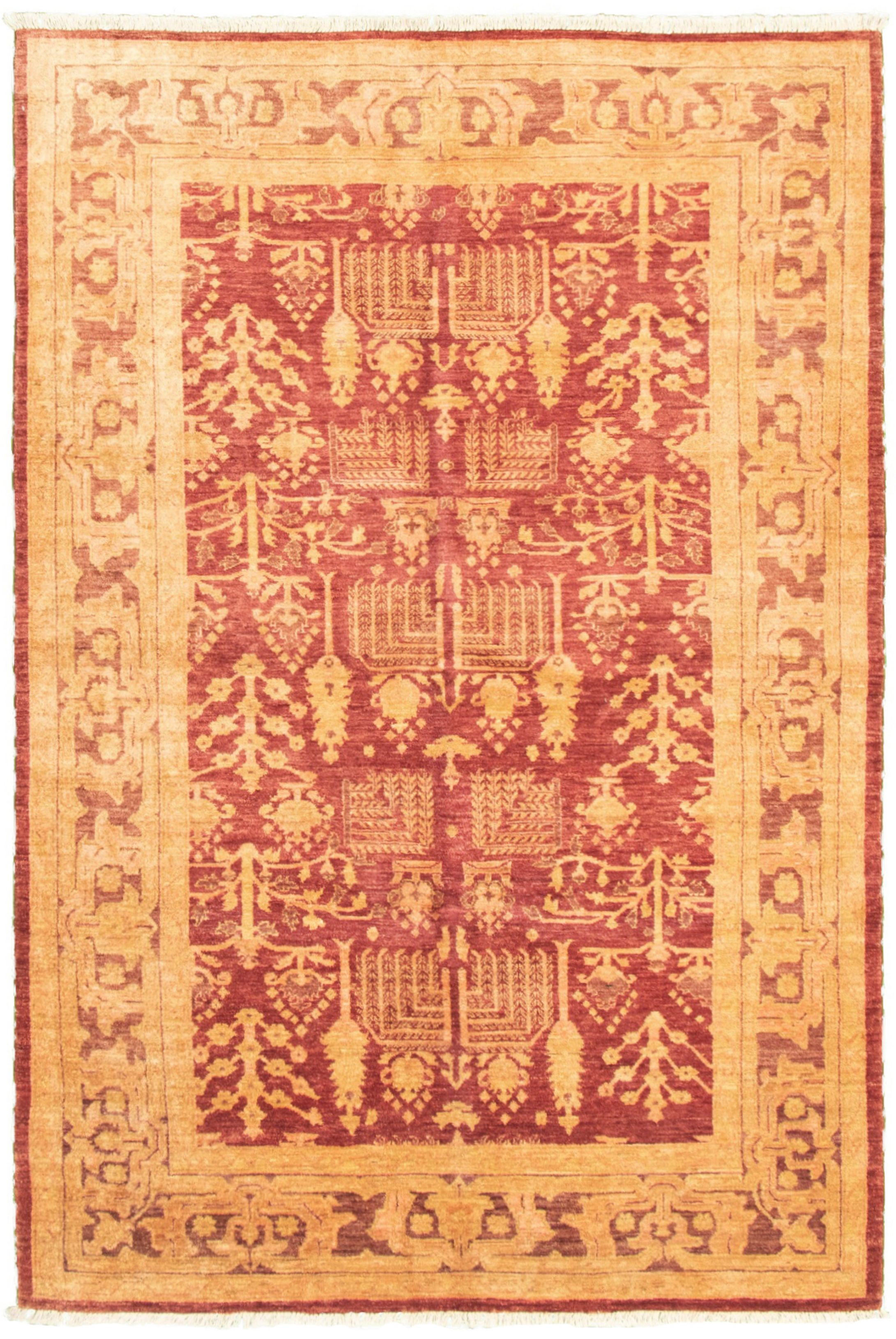 Hand-knotted Peshawar Ziegler Dark Red Wool Rug 5'10" x 9'0" Size: 5'10" x 9'0"  