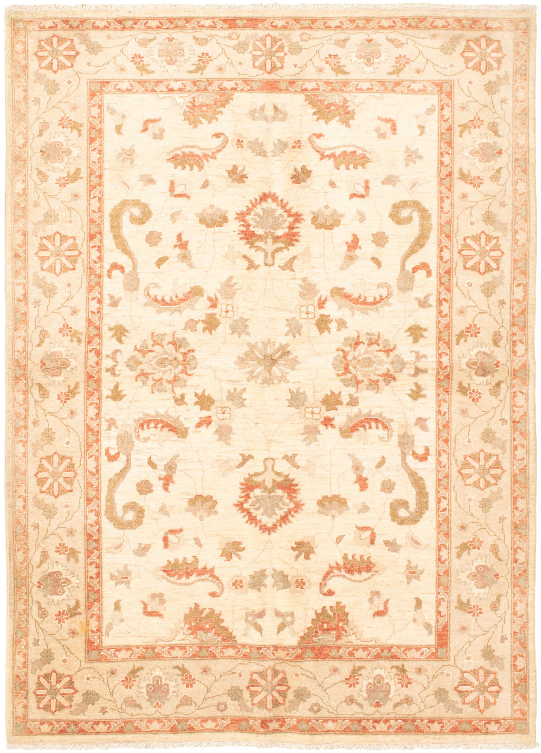 Hand-knotted Chobi Finest Cream Wool Rug 6'6" x 9'0" Size: 6'6" x 9'0"  