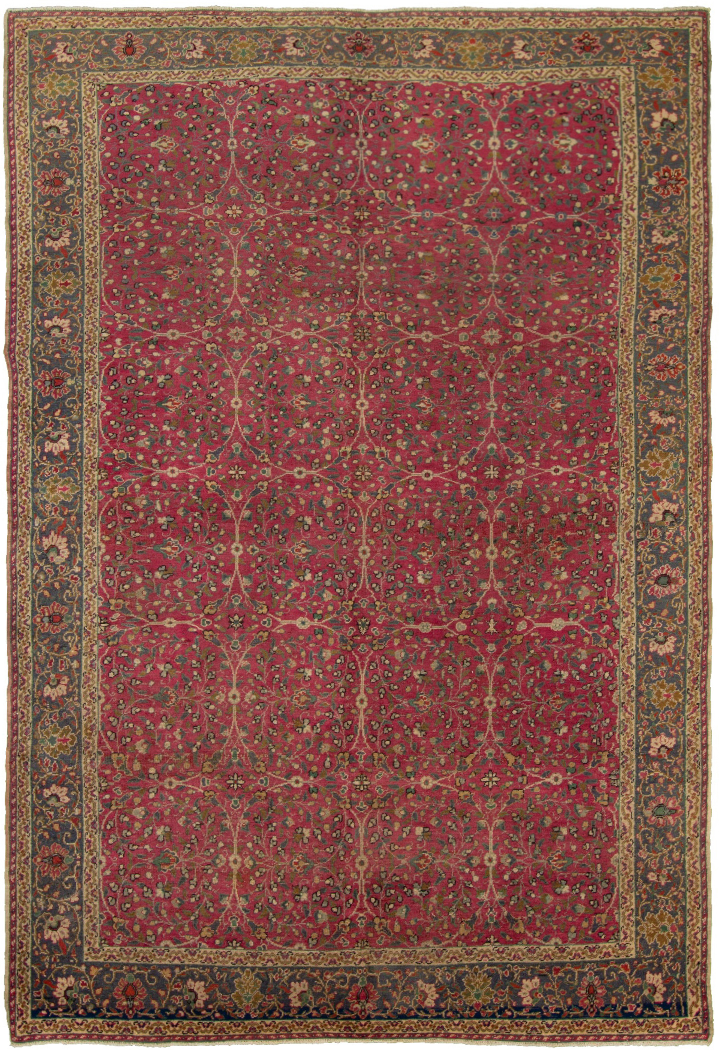 Hand-knotted Keisari Vintage Green, Red  Rug 6'5" x 9'7" Size: 6'5" x 9'7"  
